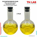 TN LAB Supply 500ml Flat Bottom Boiling Flask Florence Flask Borosilicate 3.3 Glass with Natural Rubber Stopper 2-Pack