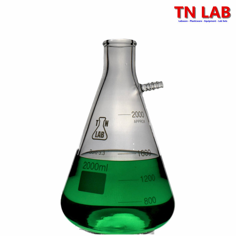 TN LAB Filter Vacuum Flask 2000ml 2L Borosilicate 3.3 Glass