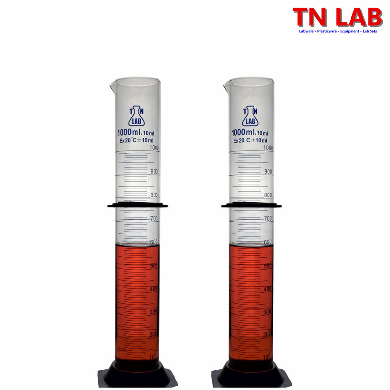 TN LAB Supply 1000ml 1L Graduated Measuring Cylinder Borosilicate 3.3 Glass 2-Pack
