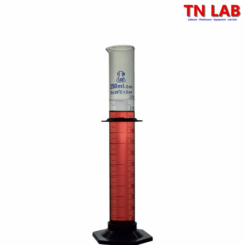 TN LAB Supply 250ml Graduated Measuring Cylinder Borosilicate 3.3 Glass