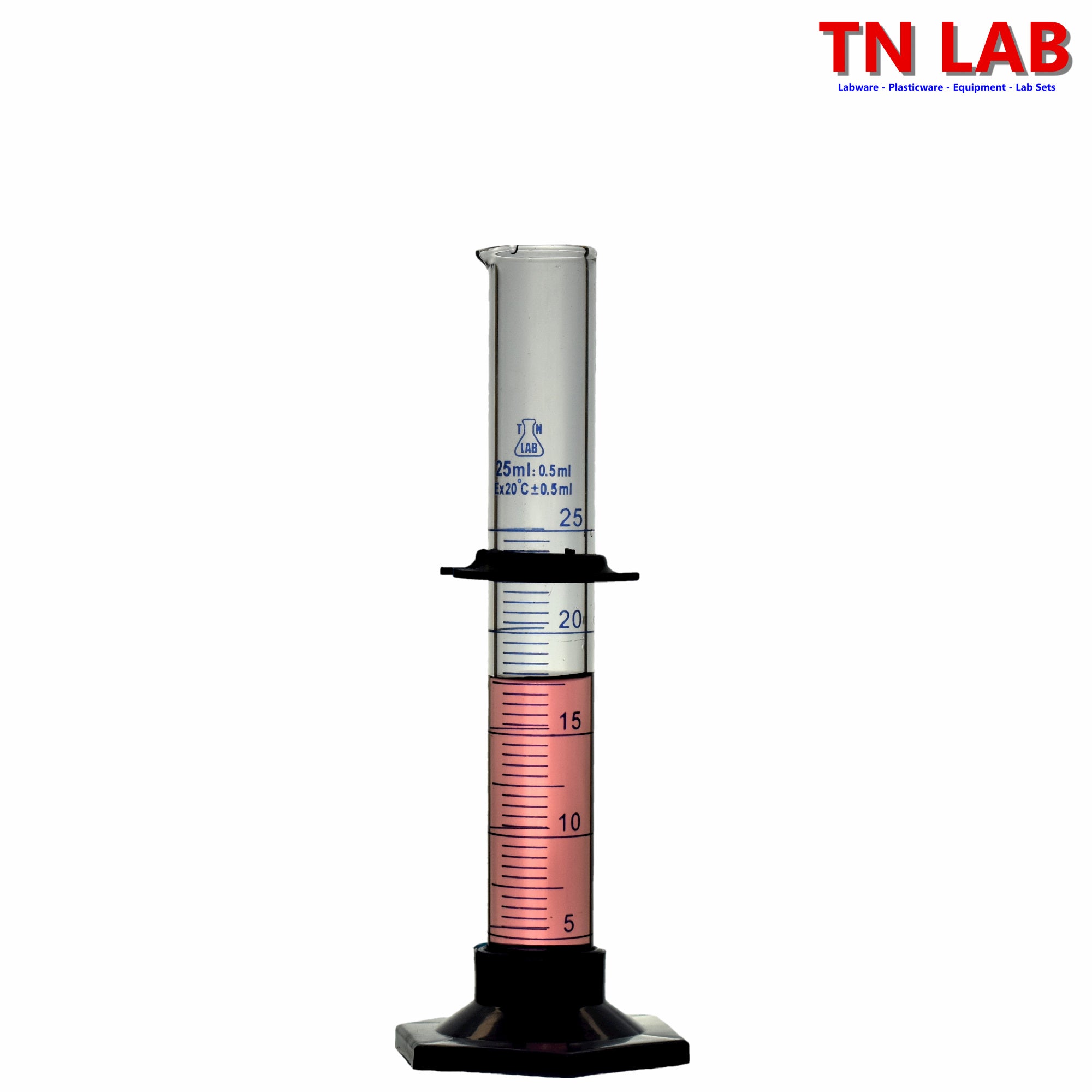 Measuring Cylinder 25ml Class A Borosilicate Glass Plastic Base