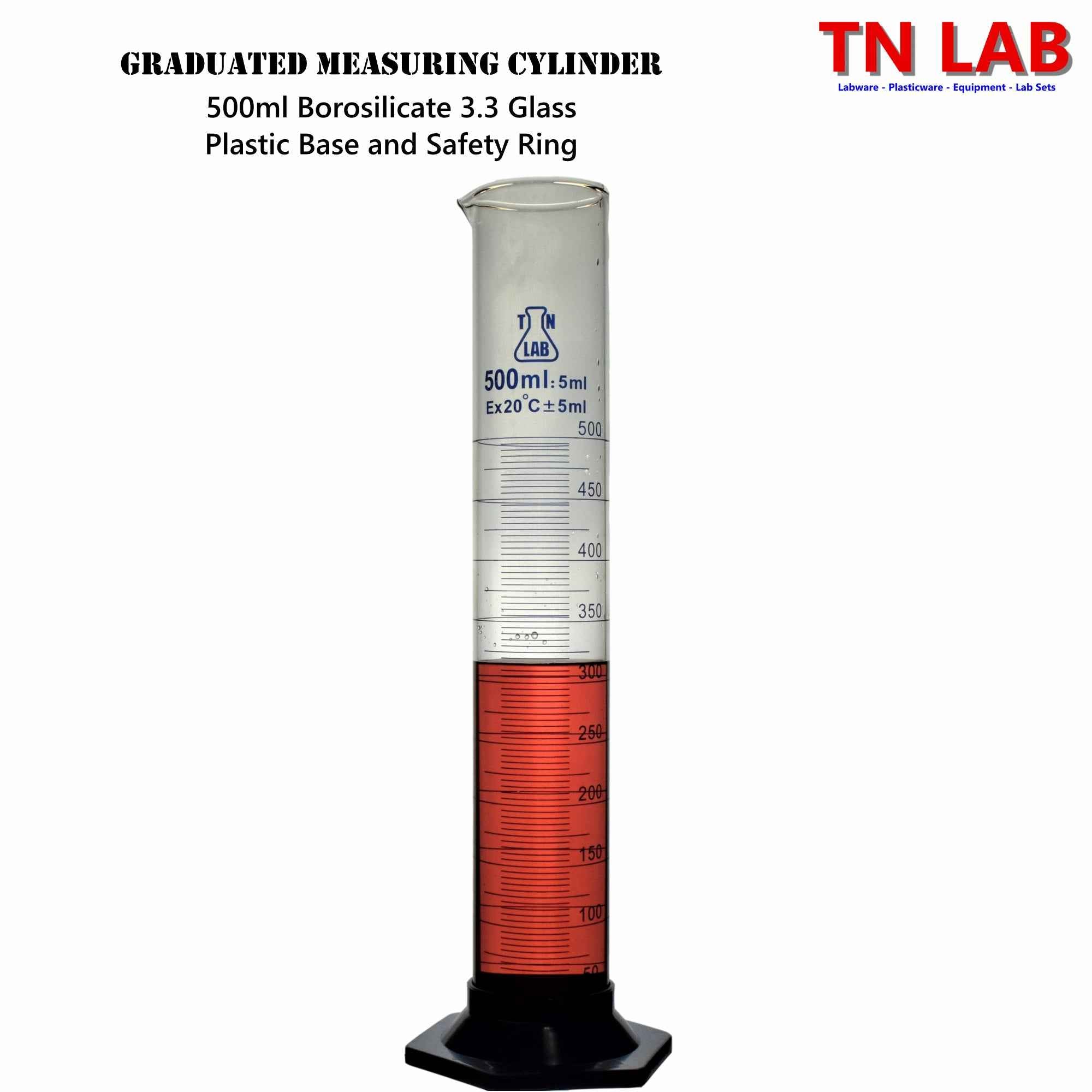 Measuring Cylinder 500ml Class A Borosilicate Glass with Plastic Base