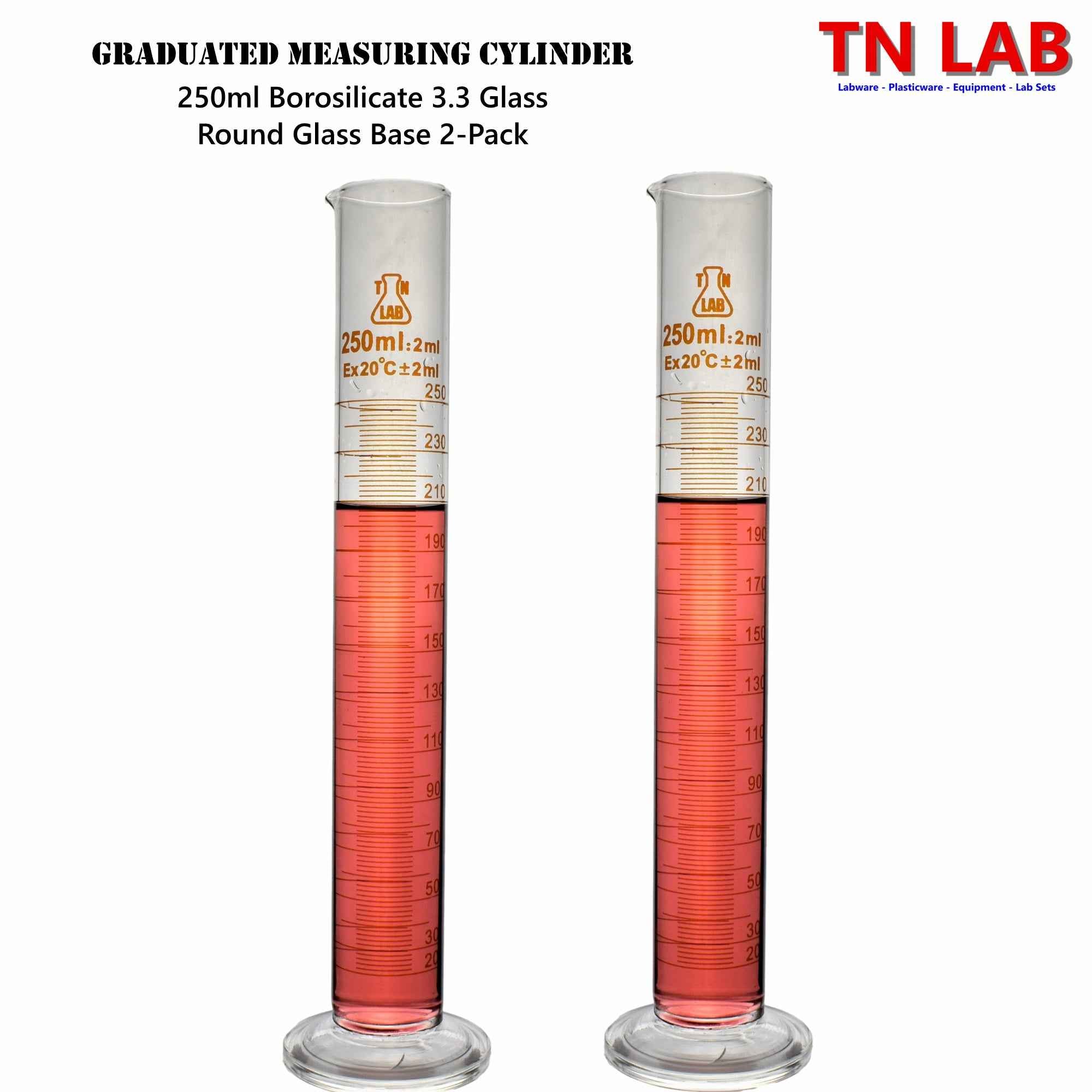 Measuring Cylinder 250ml Class A Borosilicate Glass with Glass Base