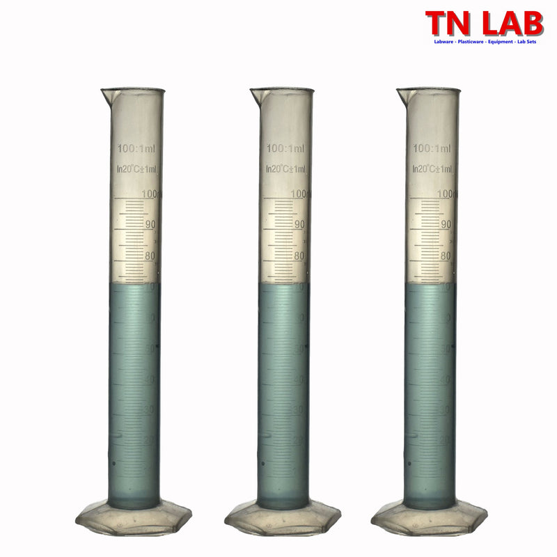 TN LAB Supply Graduated Measuring Cylinder 100ml Polypropylene Plastic PP GMC 3-Pack