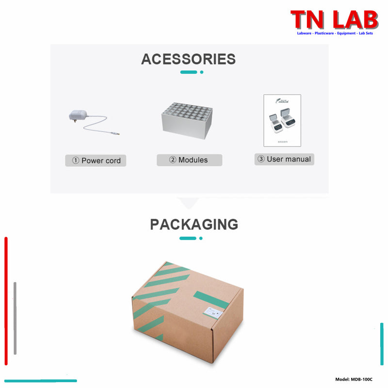 TN LAB Supply MDB-100C Mini Dry Bath Incubator Digital Control with Heating and Cooling Joanlab Labfish Parts