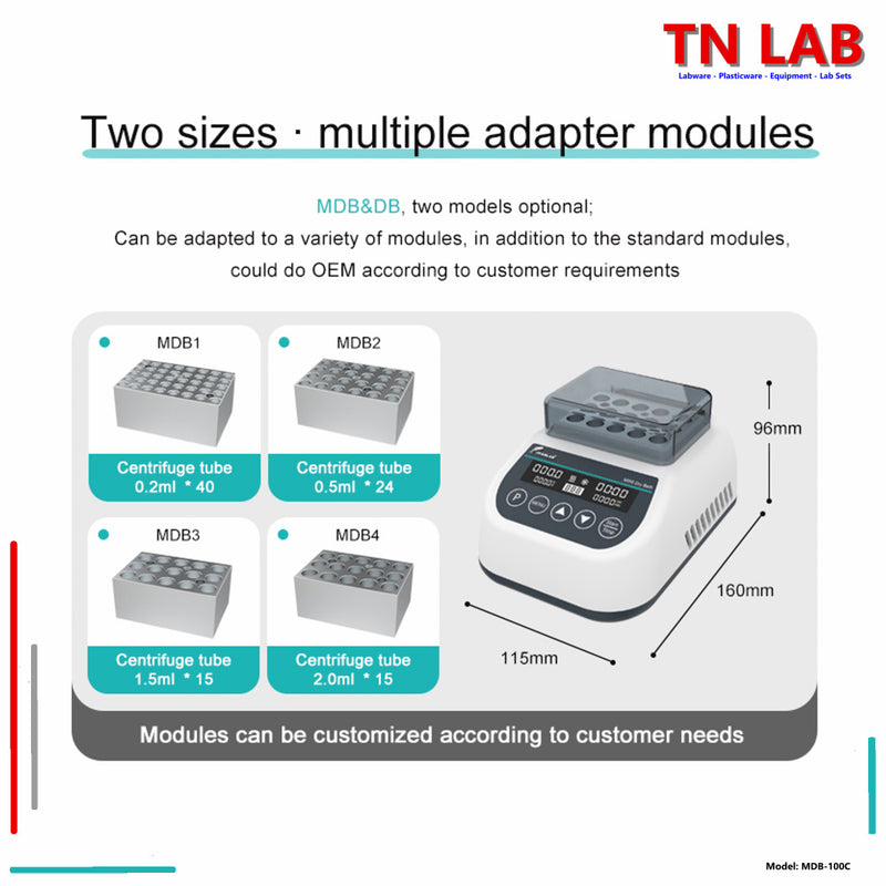 TN LAB Supply MDB-100C Mini Dry Bath Incubator Digital Control with Heating and Cooling Joanlab Labfish Sizes