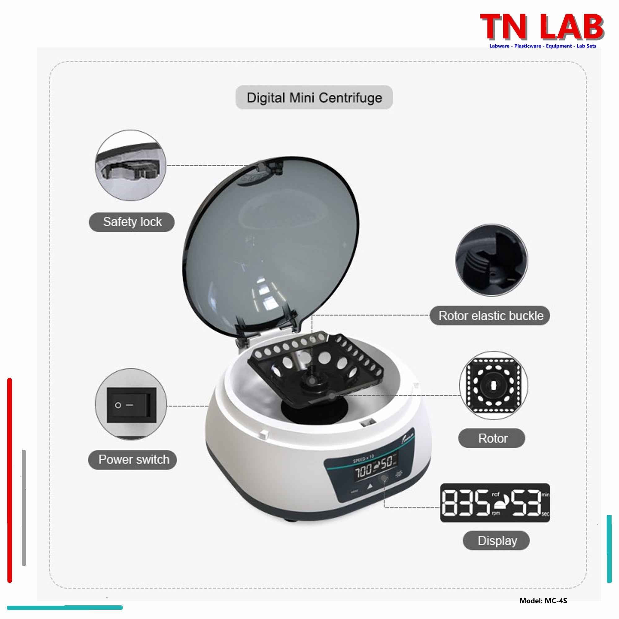 Centrifuge Mini Digital Display Precise Operation MC-4S