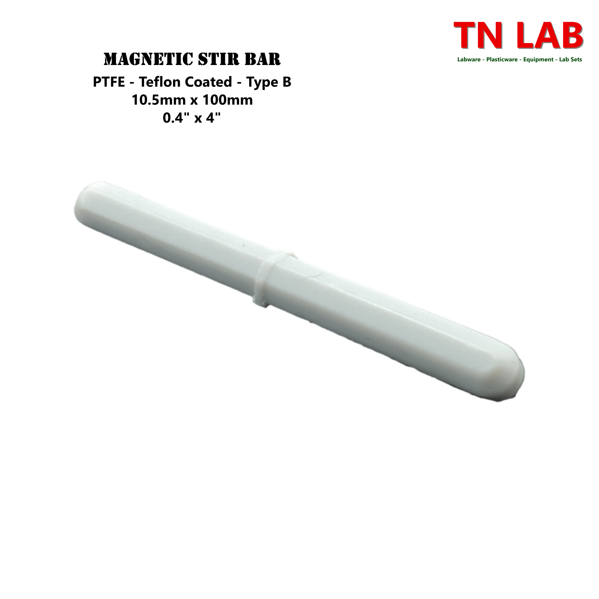 Magnetic Stir Bars Teflon® Coated 10.5 mm x 100 mm PTFE Type B