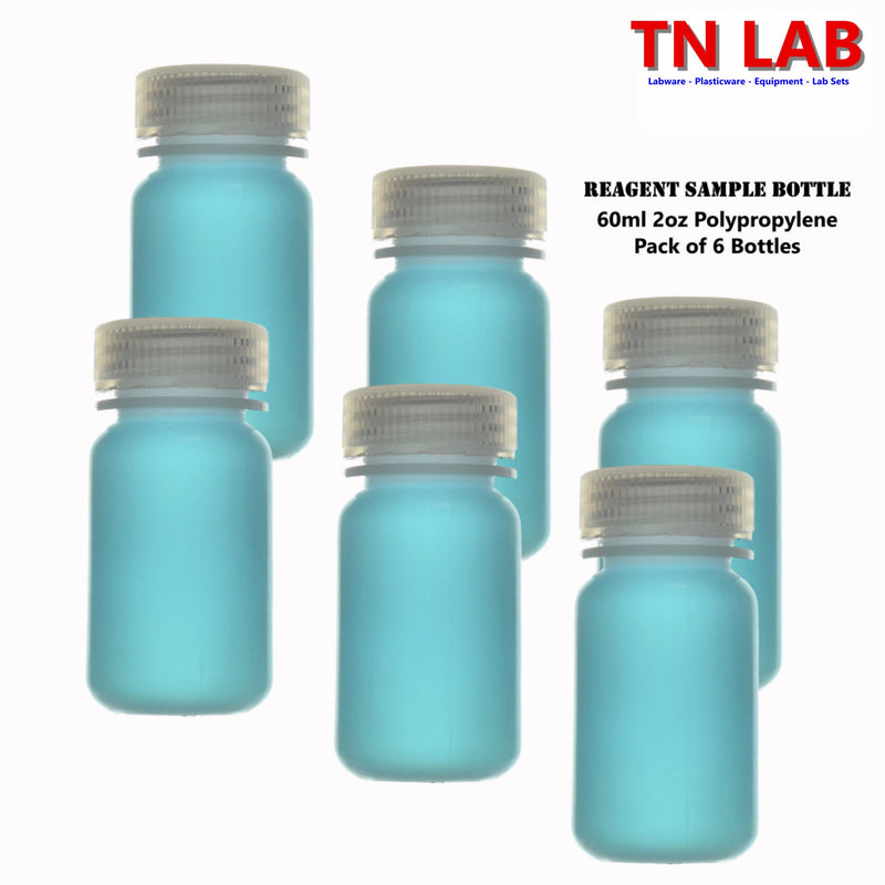 TN LAB Supply 60ml Polypropylene Plastic with Cap 6-Pack