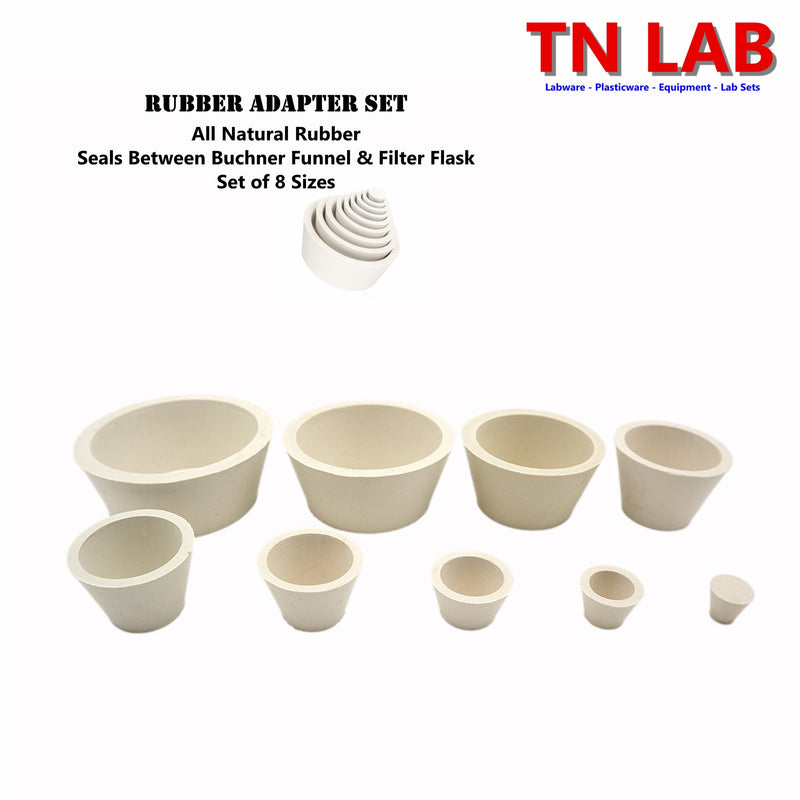 Filter Flask Buchner Funnel Vacuum Sealing Adapters Cone Shaped Rubber 8-Sizes