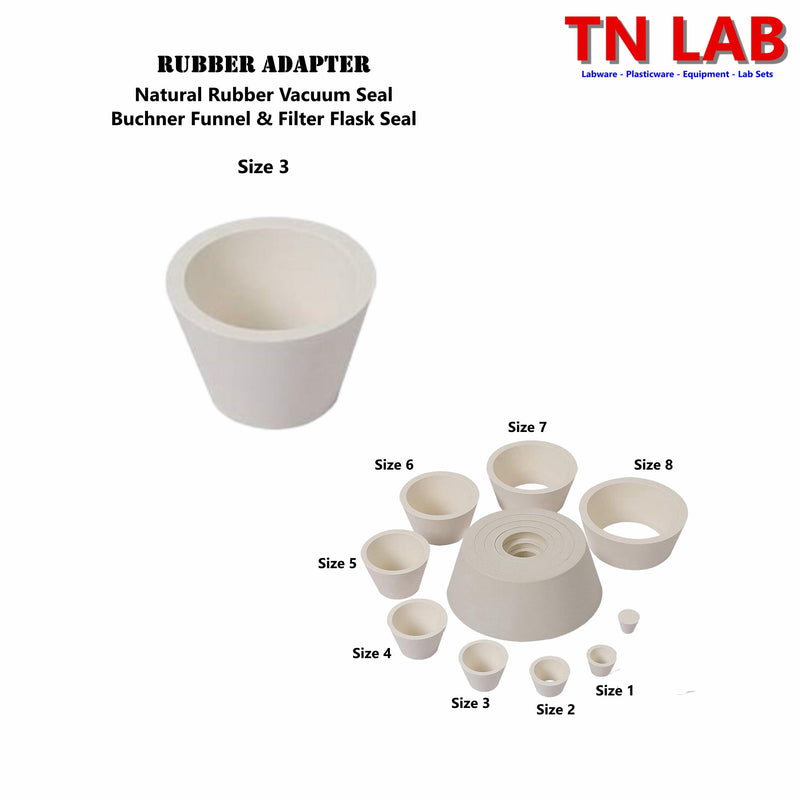 Filter Flask Buchner Funnel Vacuum Sealing Adapters Cone Shaped Rubber 8-Sizes