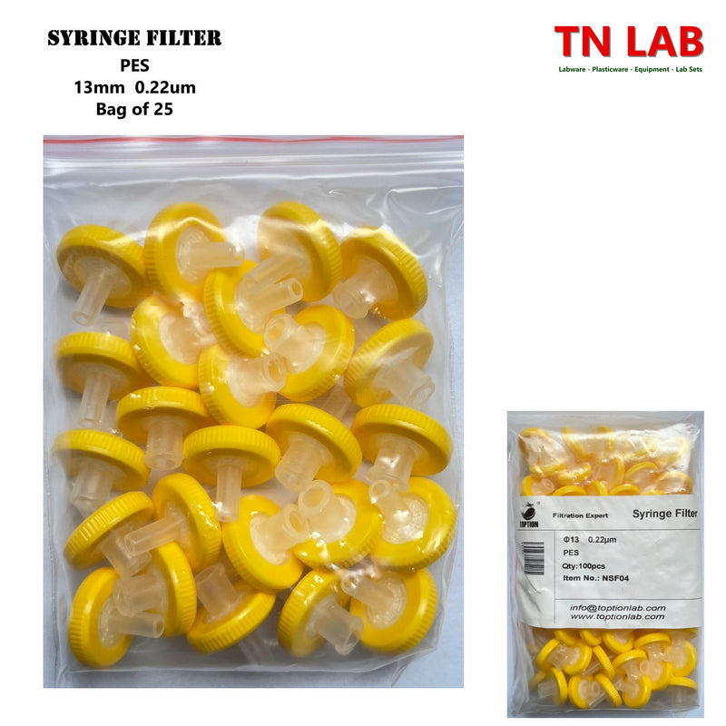 TN LAB Supply Syringe Filter 13mm Diameter PES Pore Size 0.22um Bag of 25
