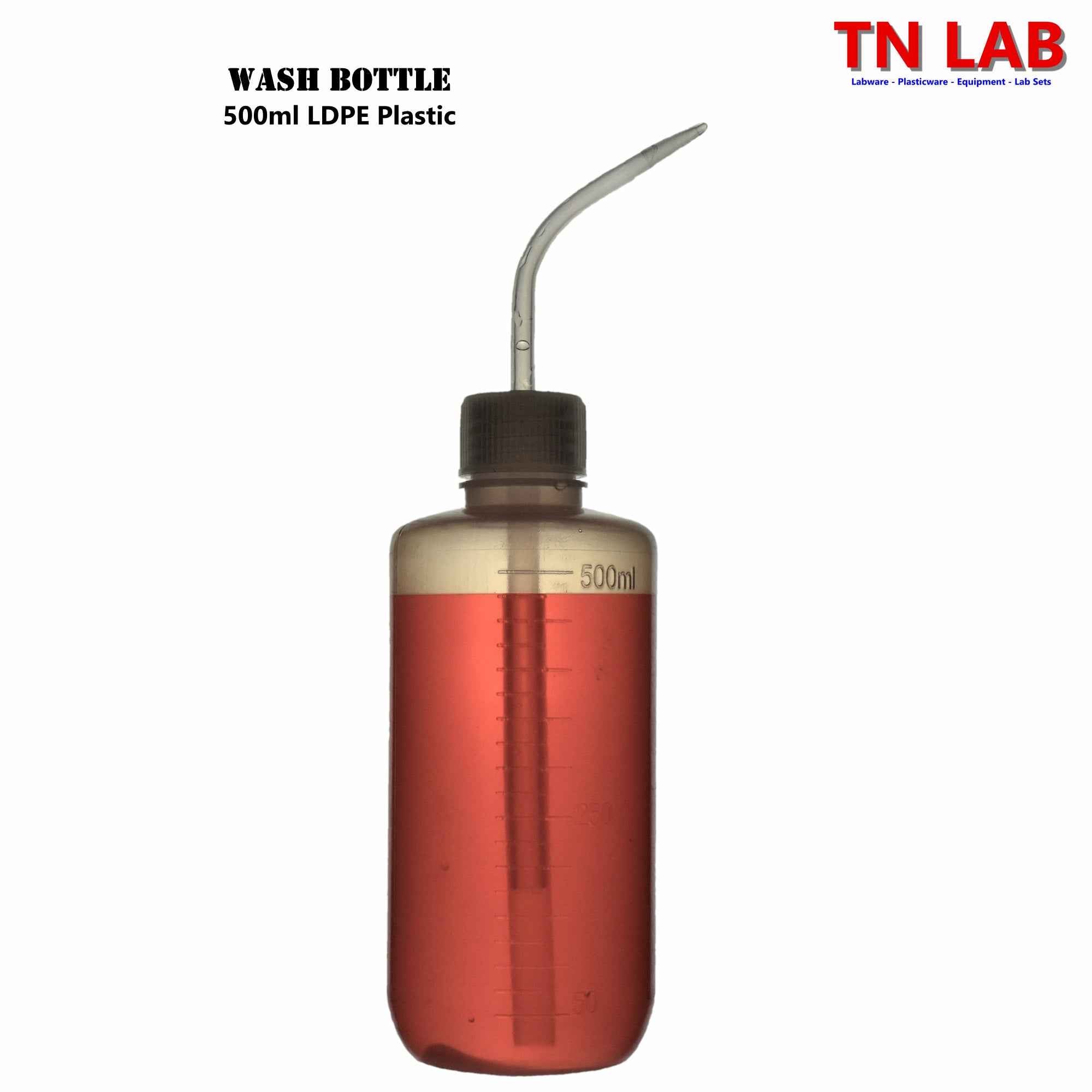 Wash Bottle 500ml LDPE Lab Flask Cleaning Spray Bottle 2-Pack or 6-Pack