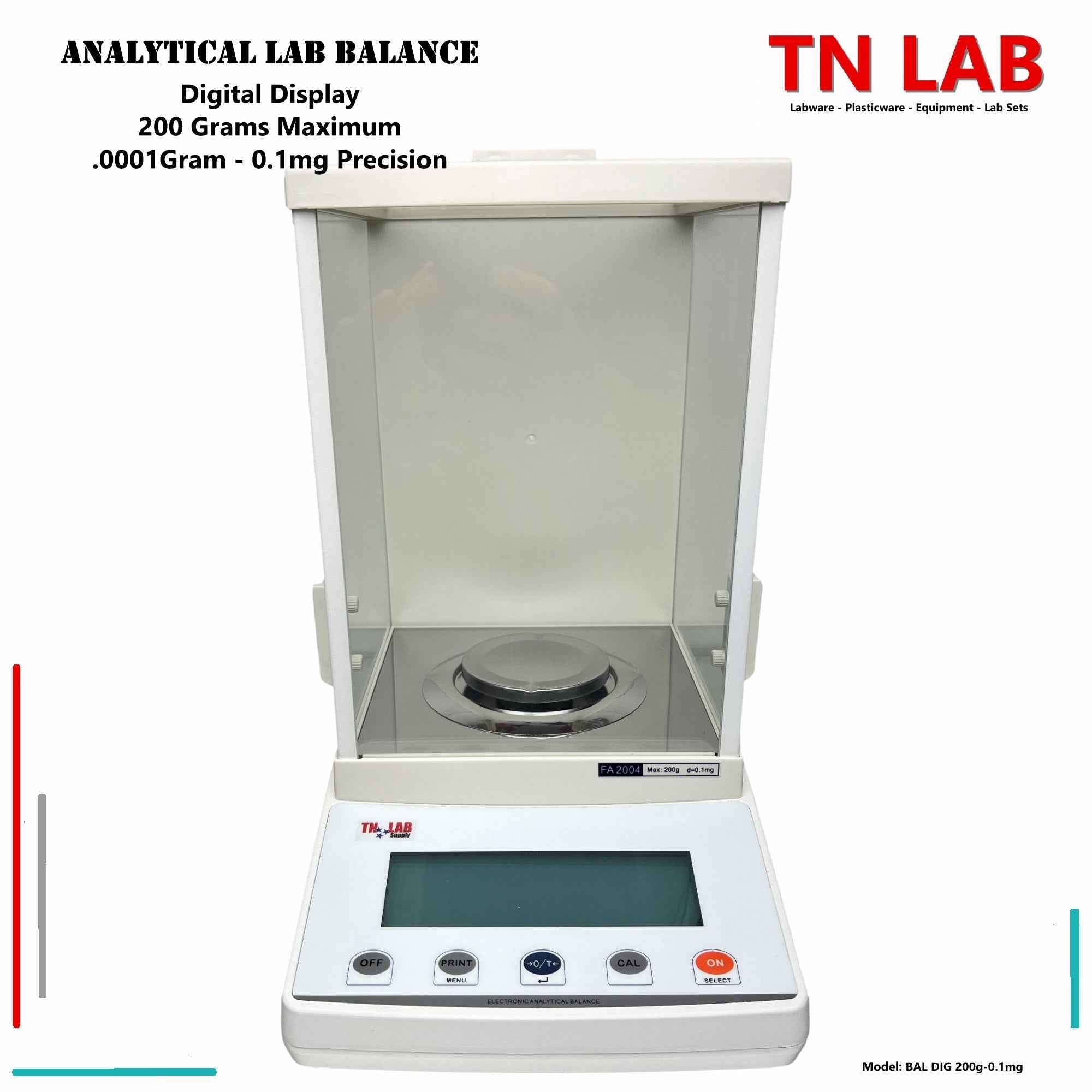 Analytical Balance Digital - 200 grams - 0.0001 gram Push Button Control and Display Screen - TN LAB Supply