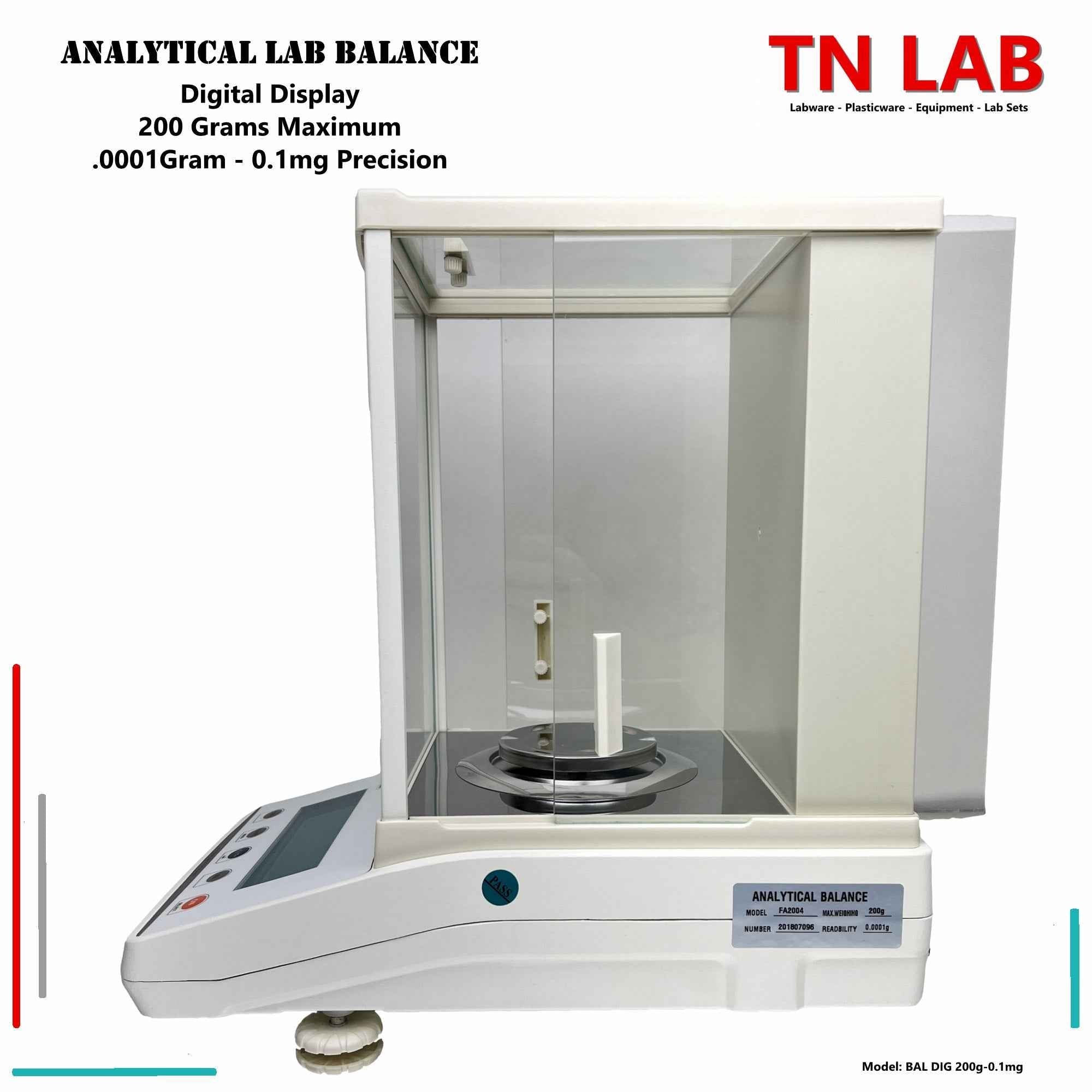 Analytical Balance Digital - 200 grams - 0.0001 gram Push Button Control and Display Screen - TN LAB Supply