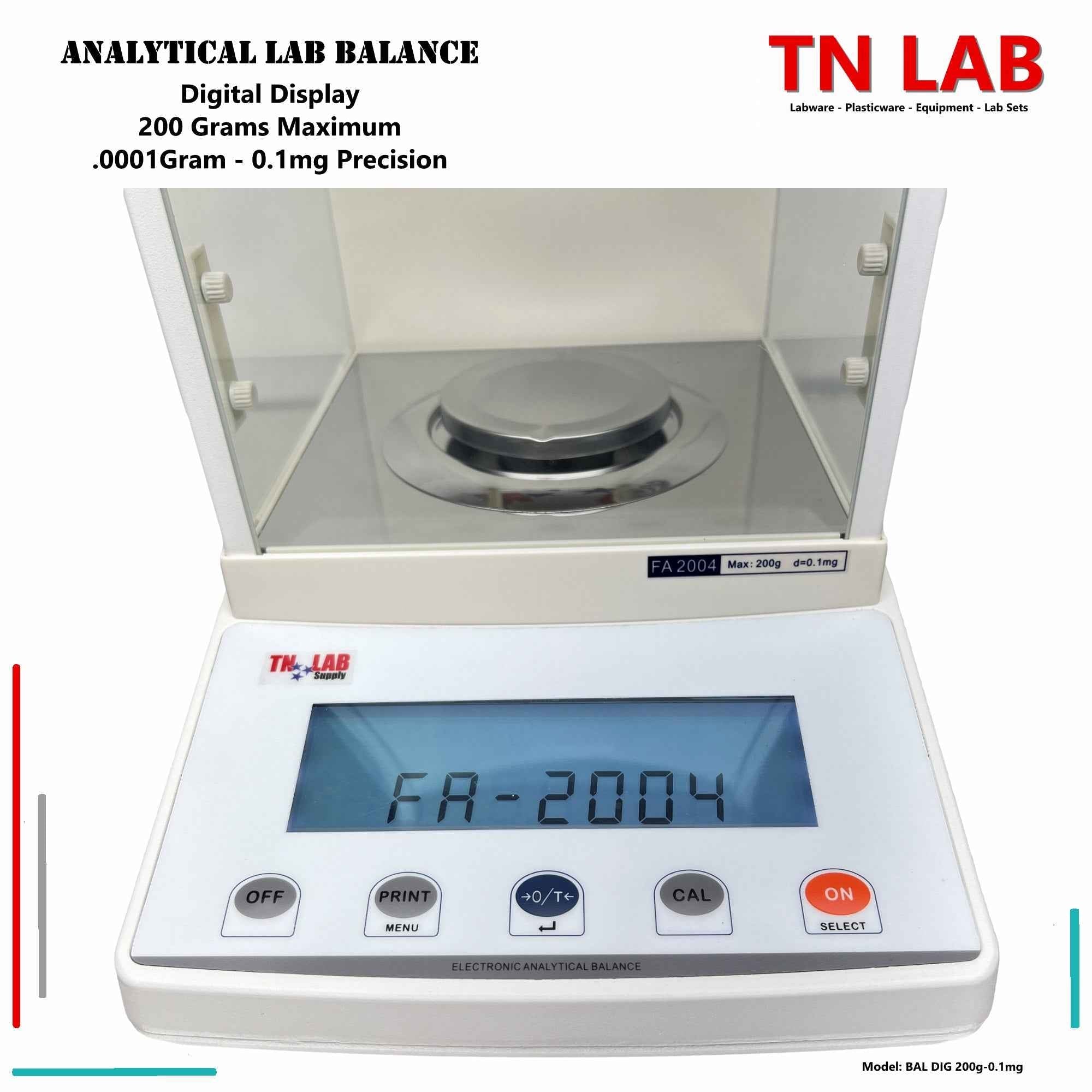 Analytical Balance Digital - 200 grams - 0.0001 gram Push Button Control and Display Screen - TN LAB Supply