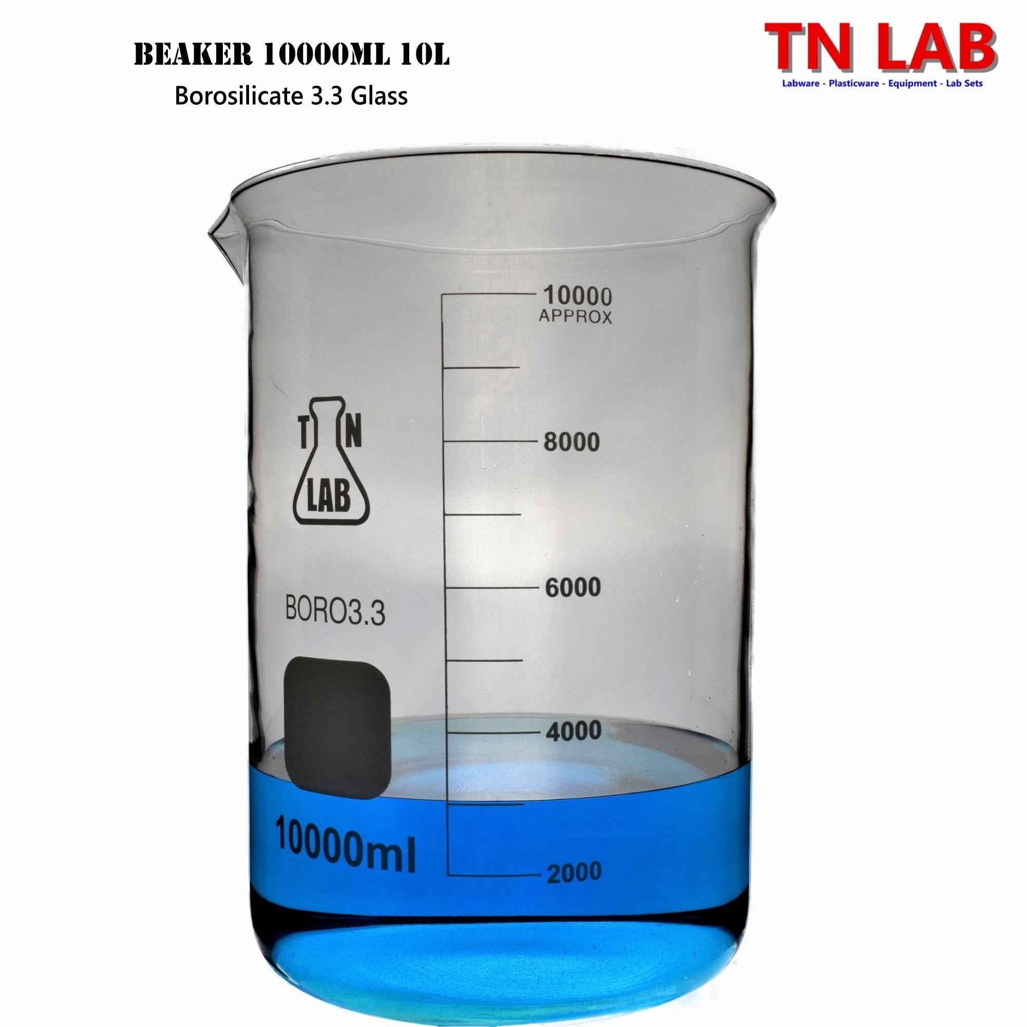 Beaker Borosilicate Glass with Graduations 10000ml 10L Huge Beaker - TN LAB Supply