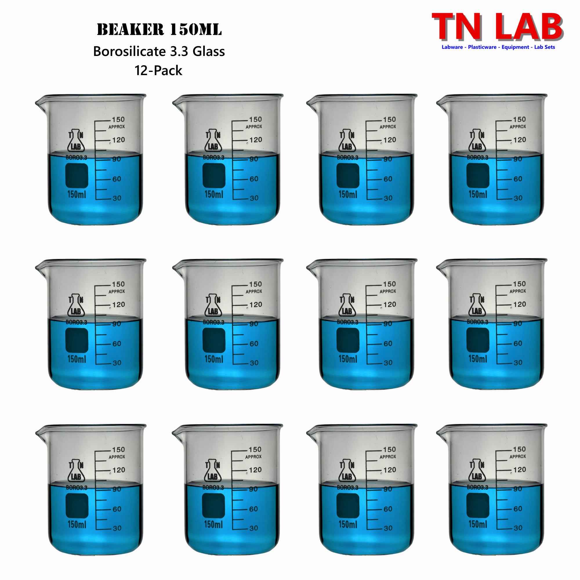 Beaker Borosilicate Glass with Graduations 150ml - TN LAB Supply