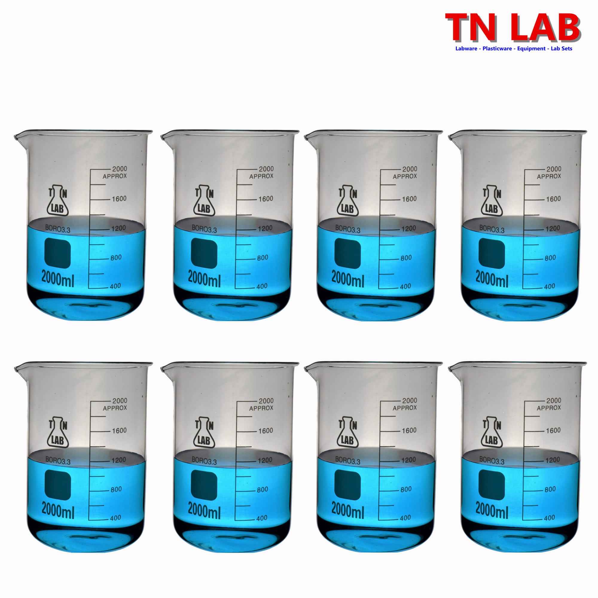 Beaker Borosilicate Glass with Graduations 2,000ml 2L - TN LAB Supply