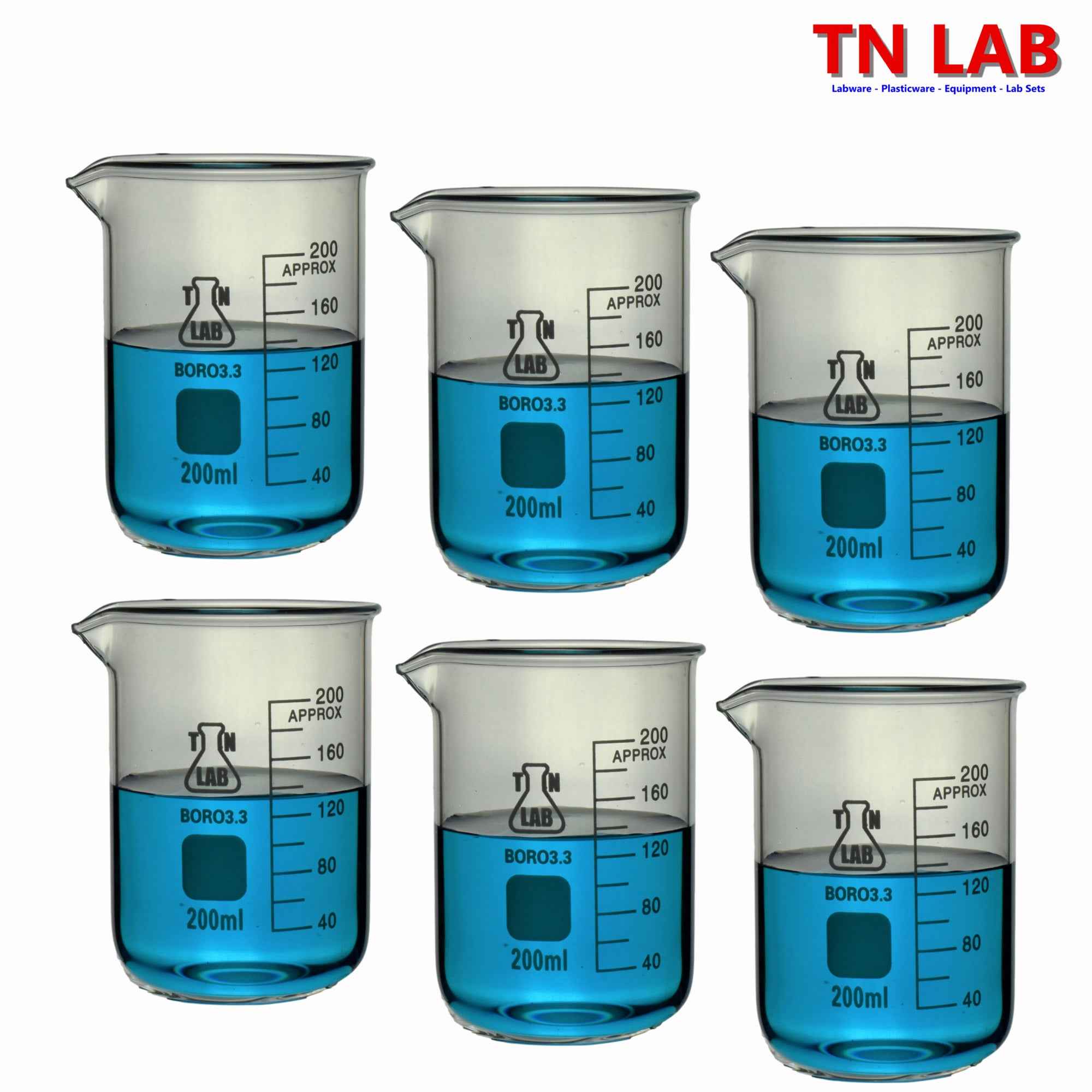 Beaker Borosilicate Glass with Graduations 200ml - TN LAB Supply