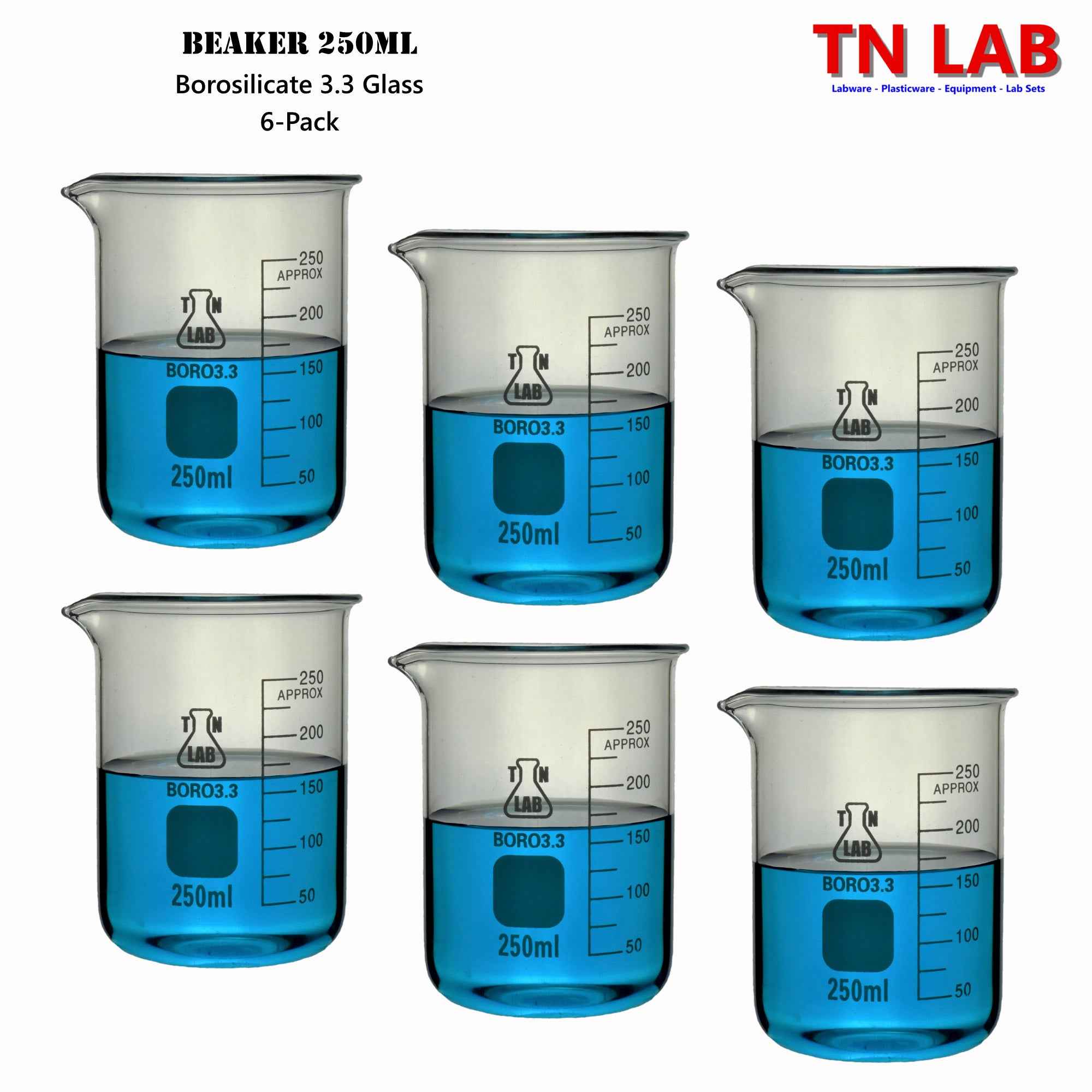 Beaker Borosilicate Glass with Graduations 250ml - TN LAB Supply