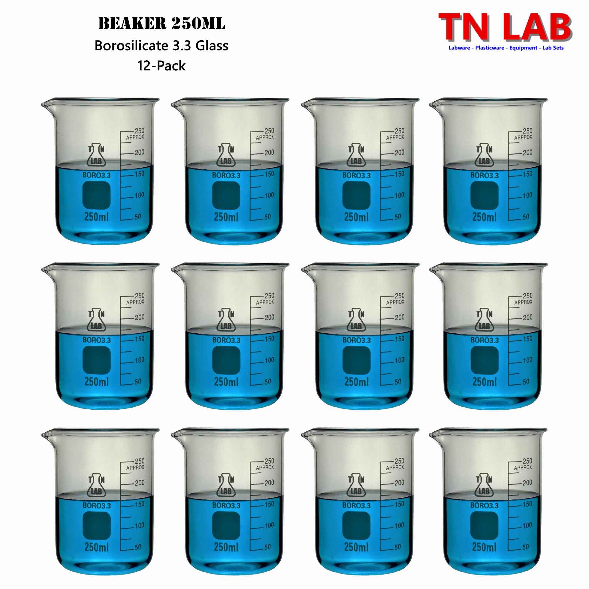 Beaker Borosilicate Glass with Graduations 250ml - TN LAB Supply