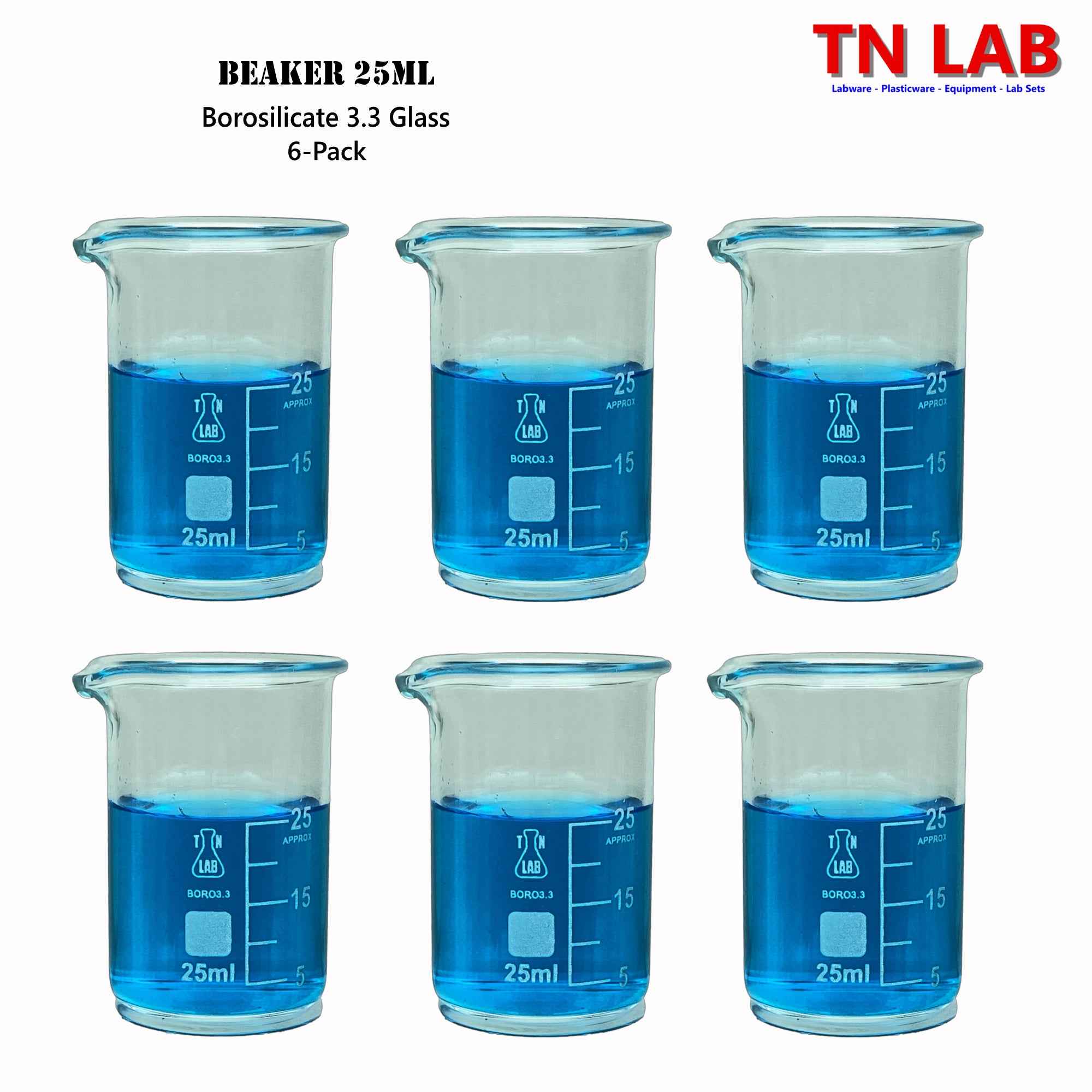 Beaker Borosilicate Glass with Graduations 25ml - TN LAB Supply