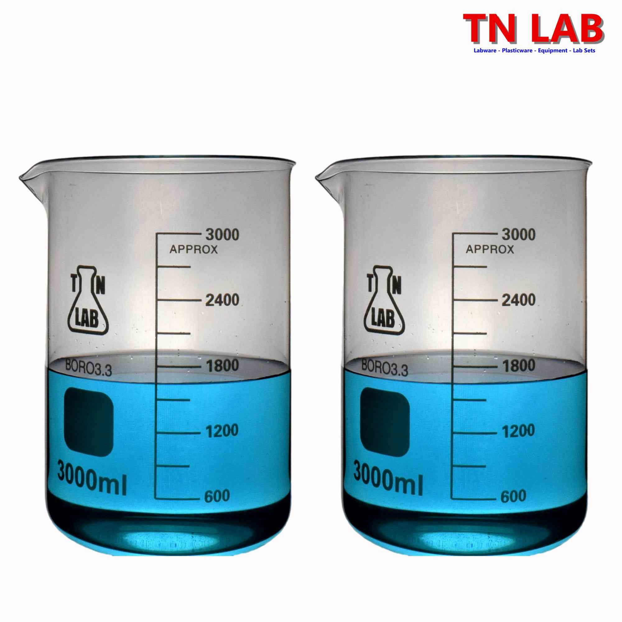 Beaker Borosilicate Glass with Graduations 3,000ml 3L - TN LAB Supply