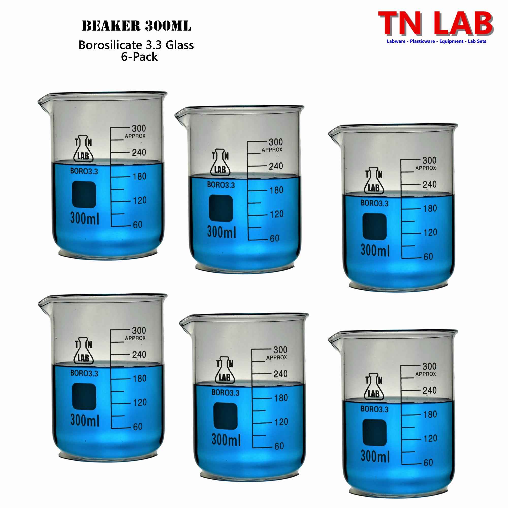 Beaker Borosilicate Glass with Graduations 300ml - TN LAB Supply