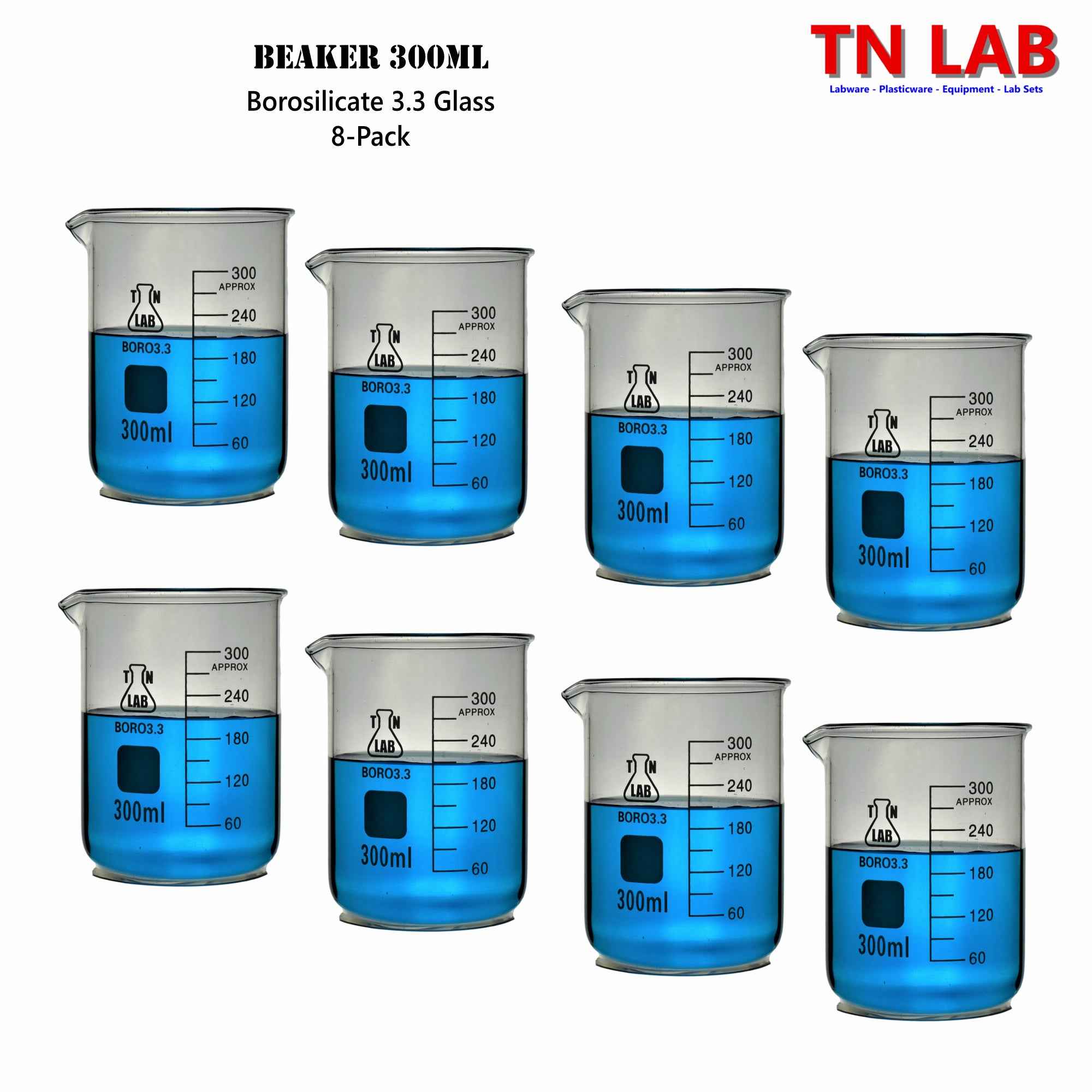Beaker Borosilicate Glass with Graduations 300ml - TN LAB Supply