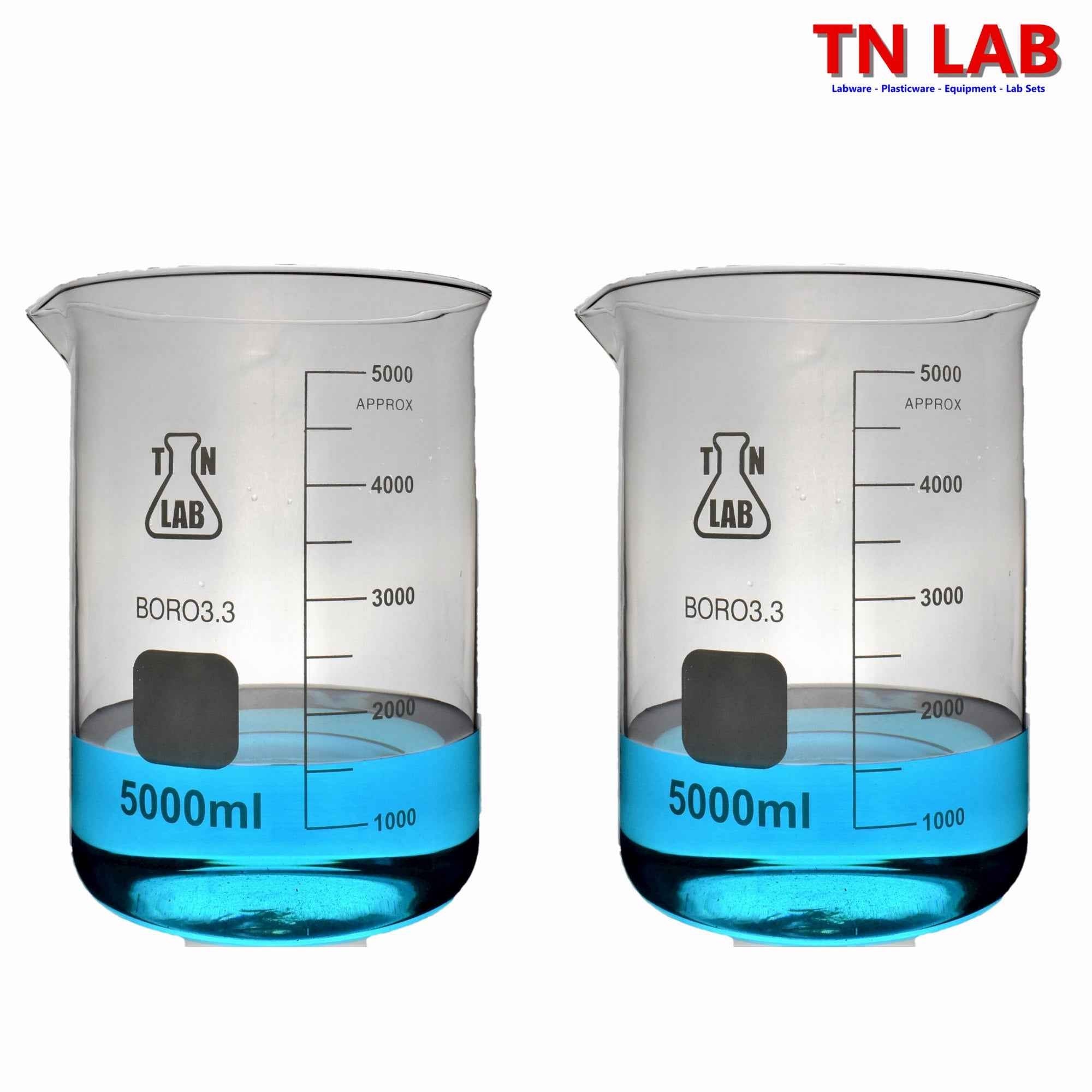 Beaker Borosilicate Glass with Graduations 5,000ml 5L - TN LAB Supply