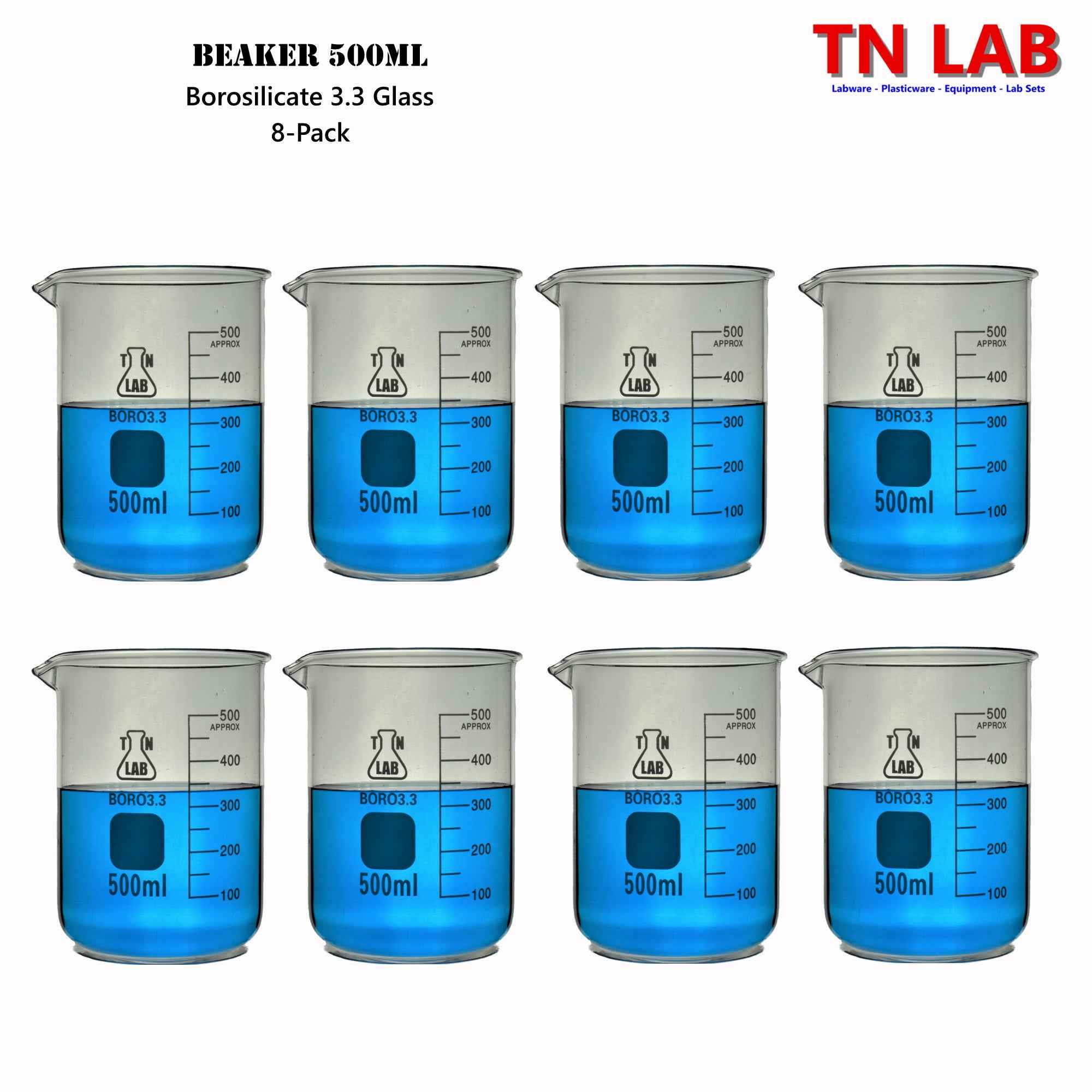 Beaker Borosilicate Glass with Graduations 500ml - TN LAB Supply