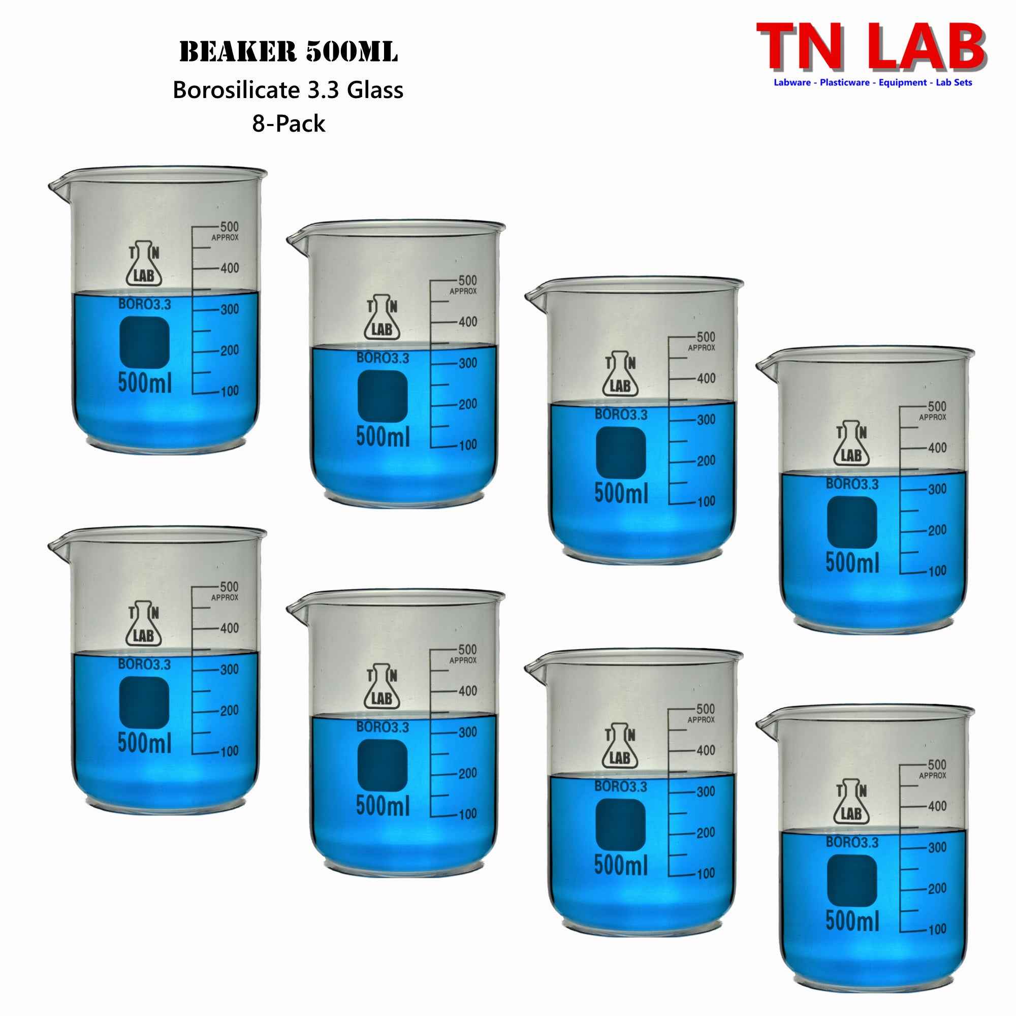Beaker Borosilicate Glass with Graduations 500ml - TN LAB Supply