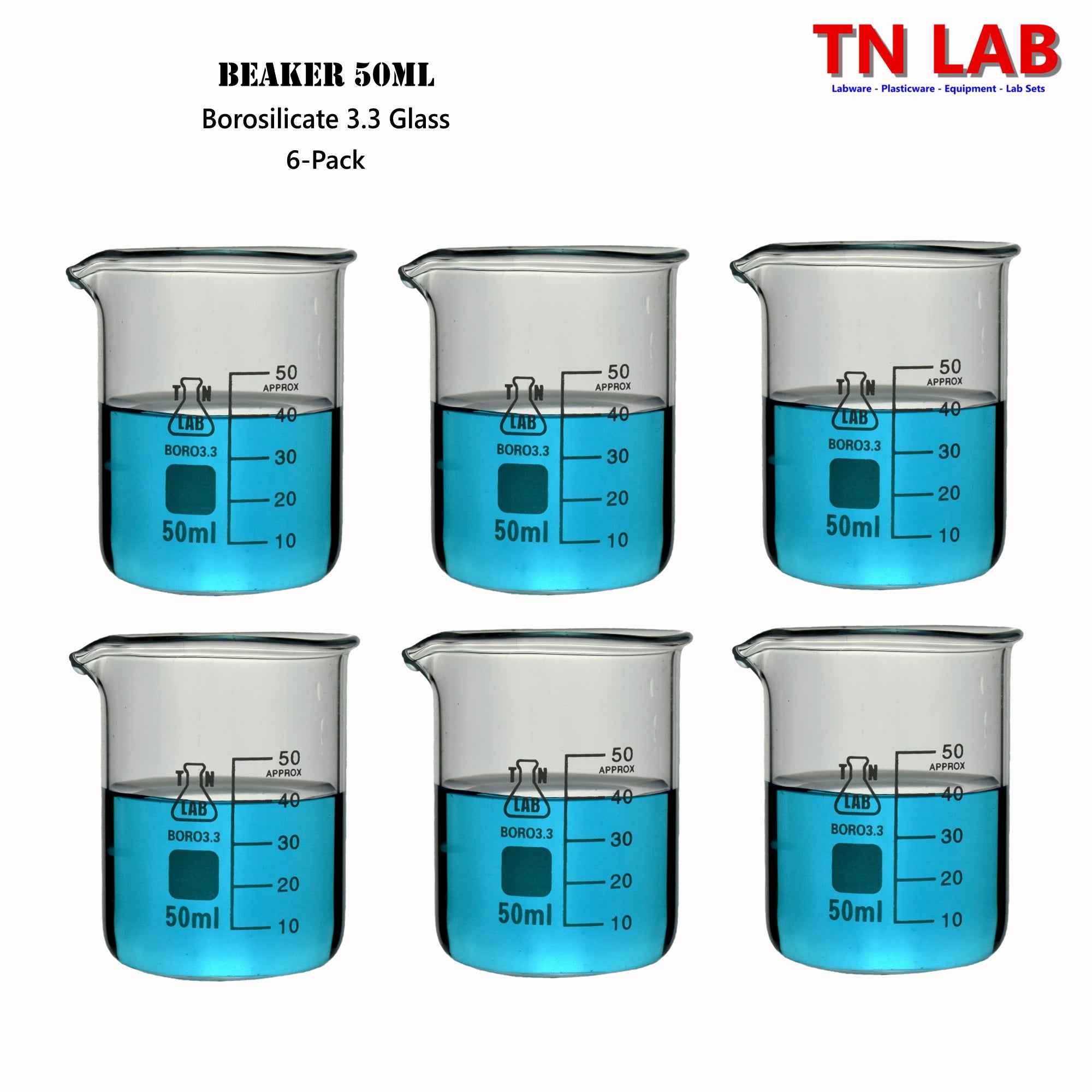 Beaker Borosilicate Glass with Graduations 50ml - TN LAB Supply