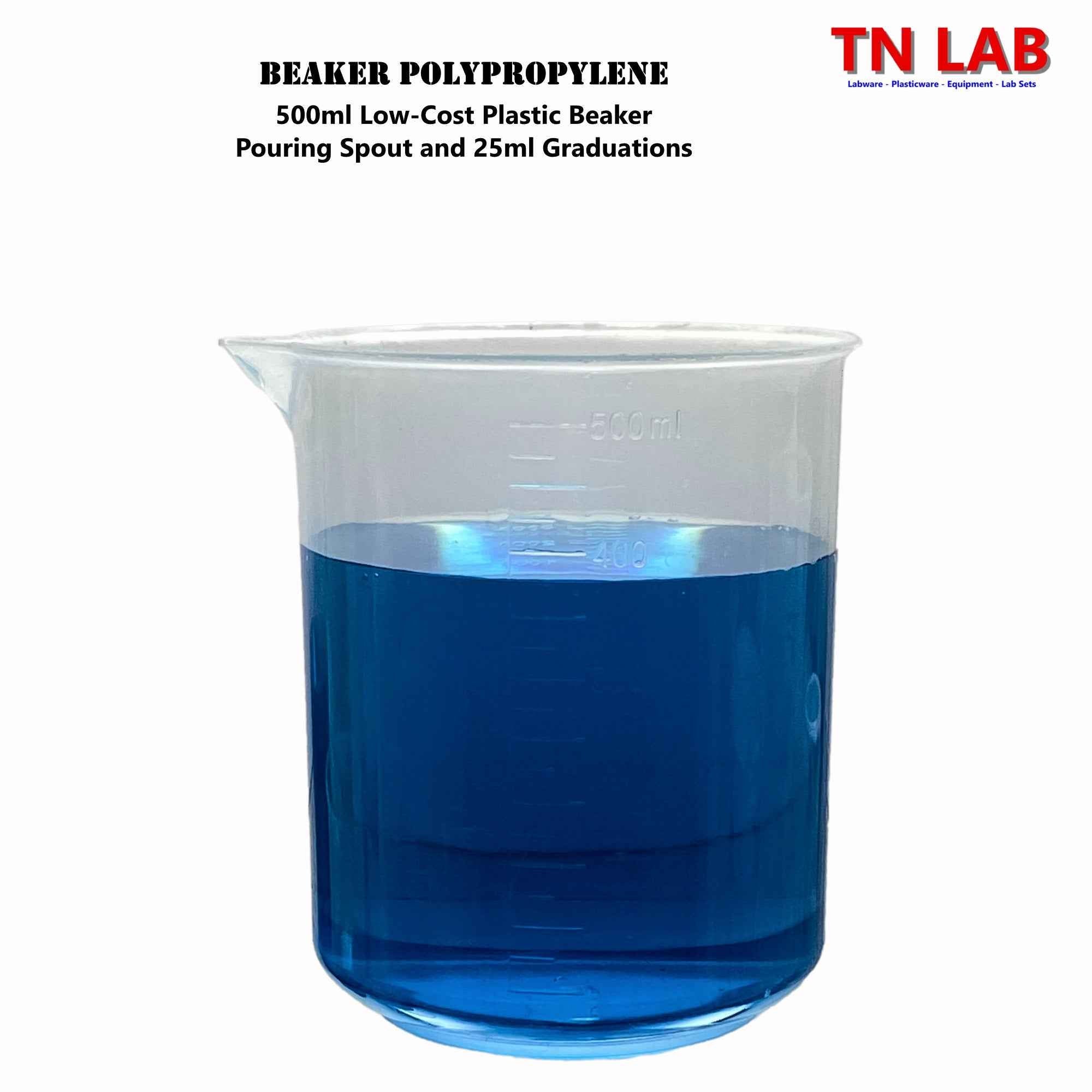 Beaker Low - Cost Polypropylene Plastic 500ml - TN LAB Supply