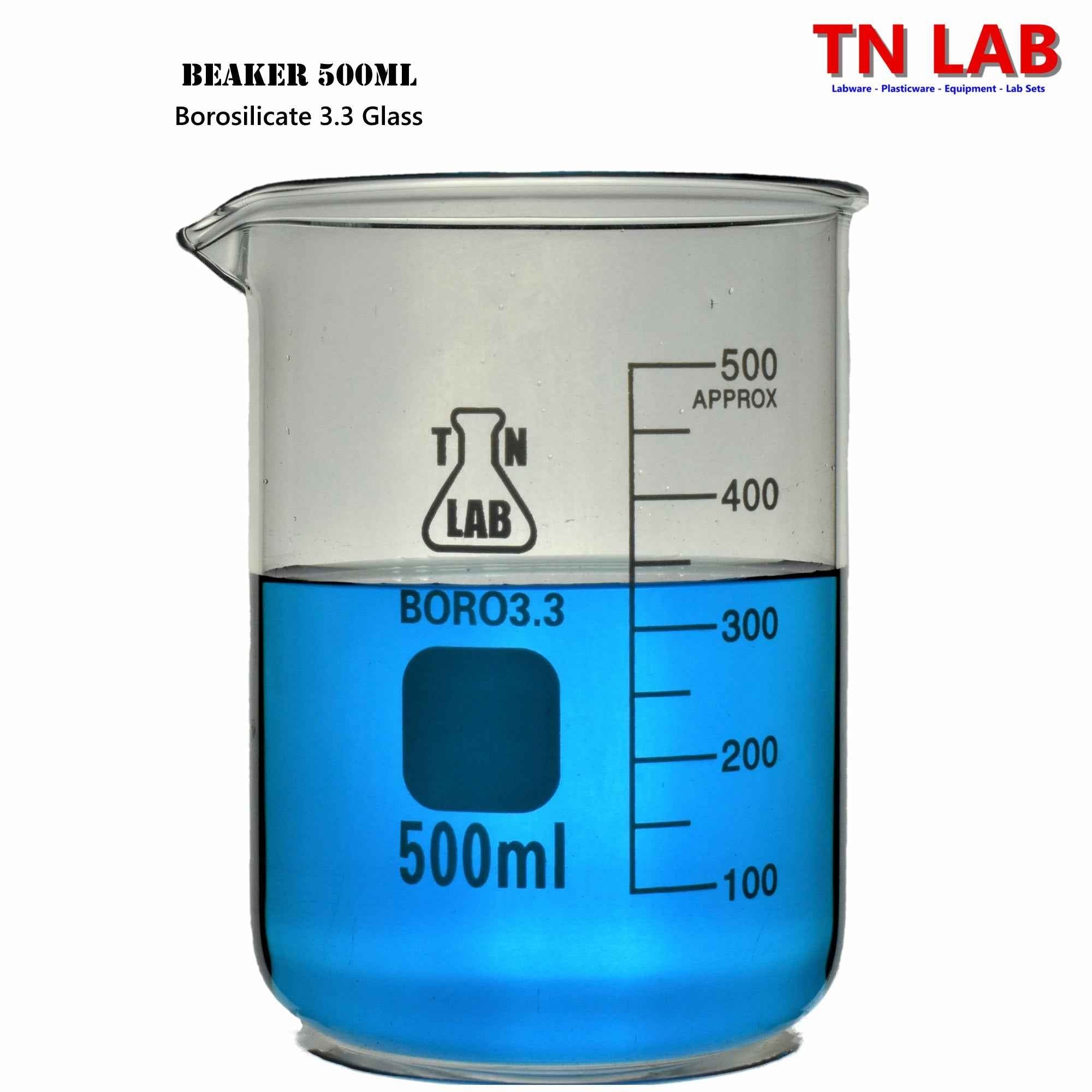 Beaker Set Borosilicate Glass 5 - Piece SET 50ml - 100ml - 250ml - 500ml - 1000ml - TN LAB Supply
