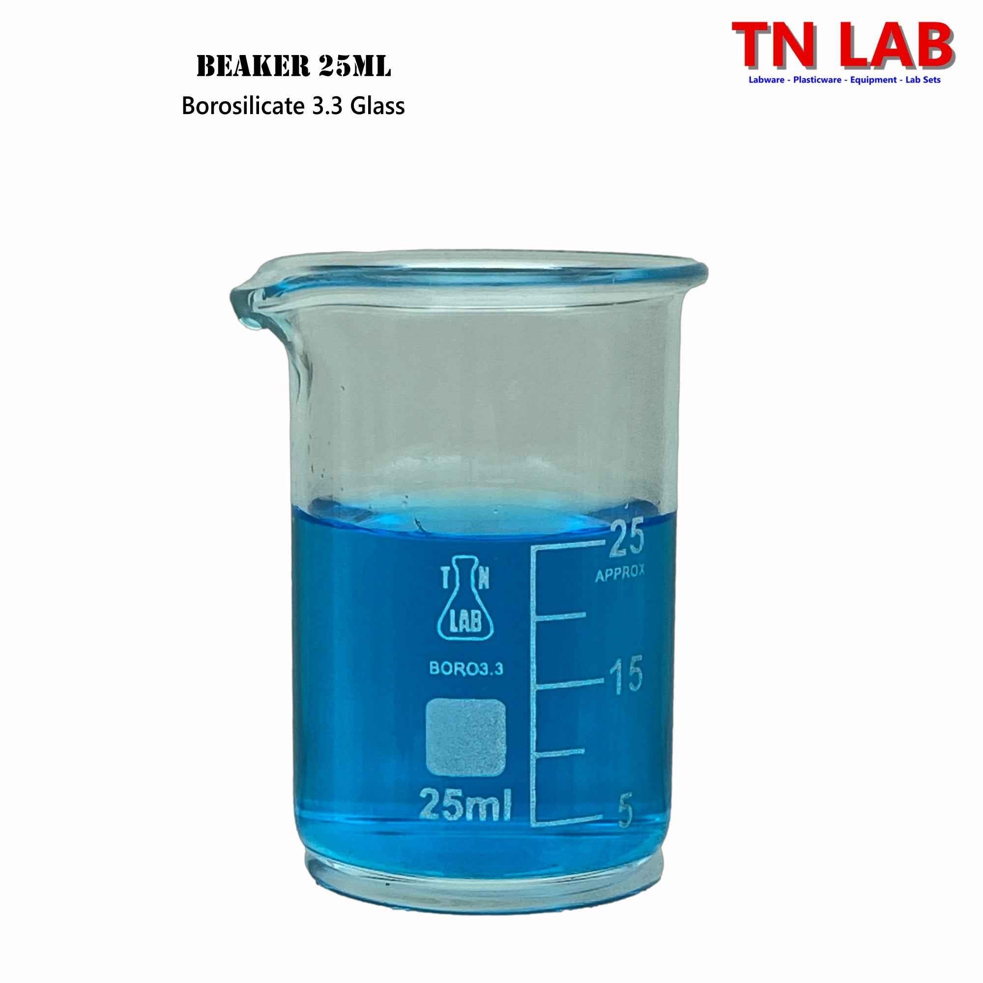 Beaker Set Borosilicate Glass 5 - Piece Small SET 5ml - 10ml - 25ml - 50ml - 100ml - TN LAB Supply