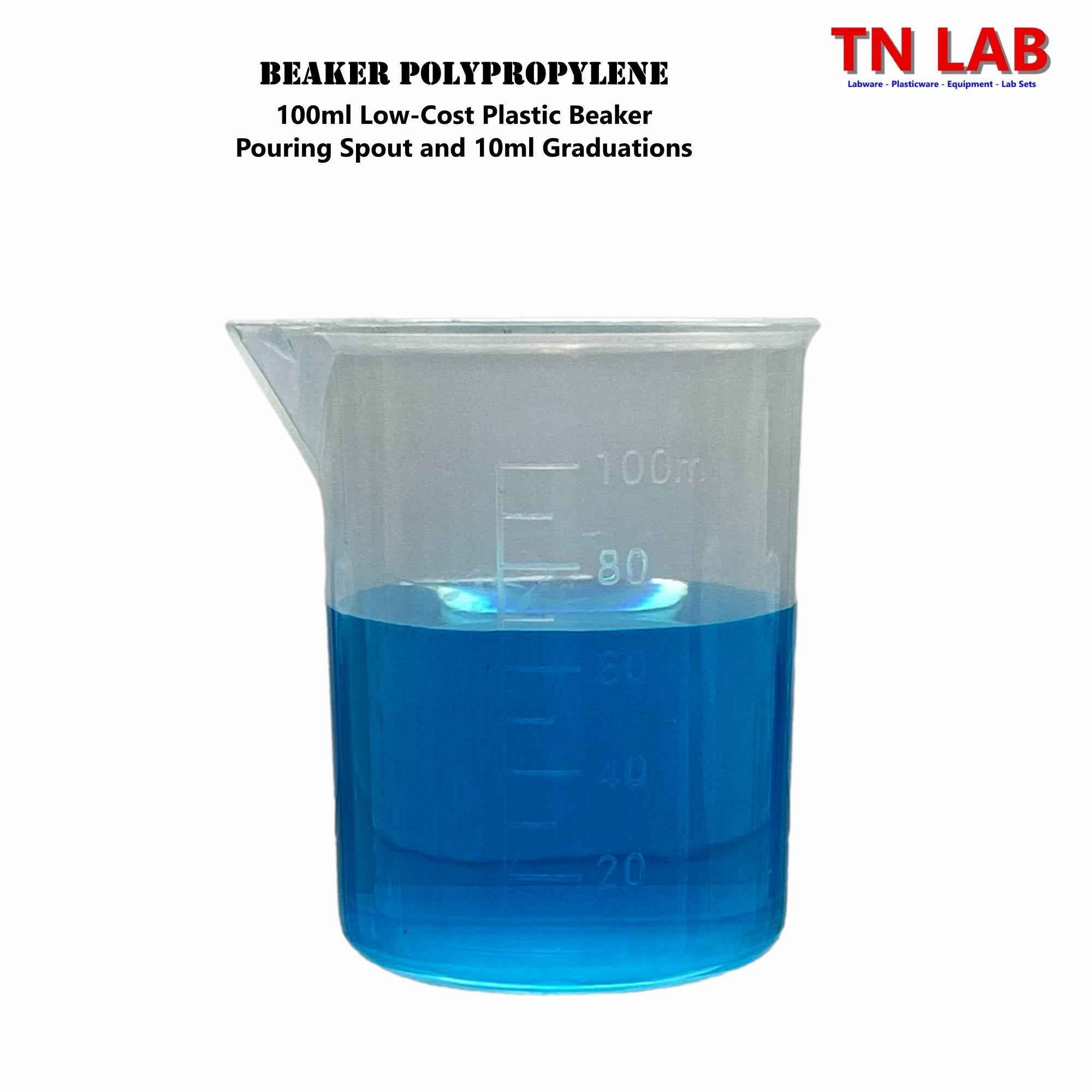 Beaker Set Low - Cost Polypropylene Plastic Set of 4 Beakers (50 - 100 - 250 - 500ml) - TN LAB Supply