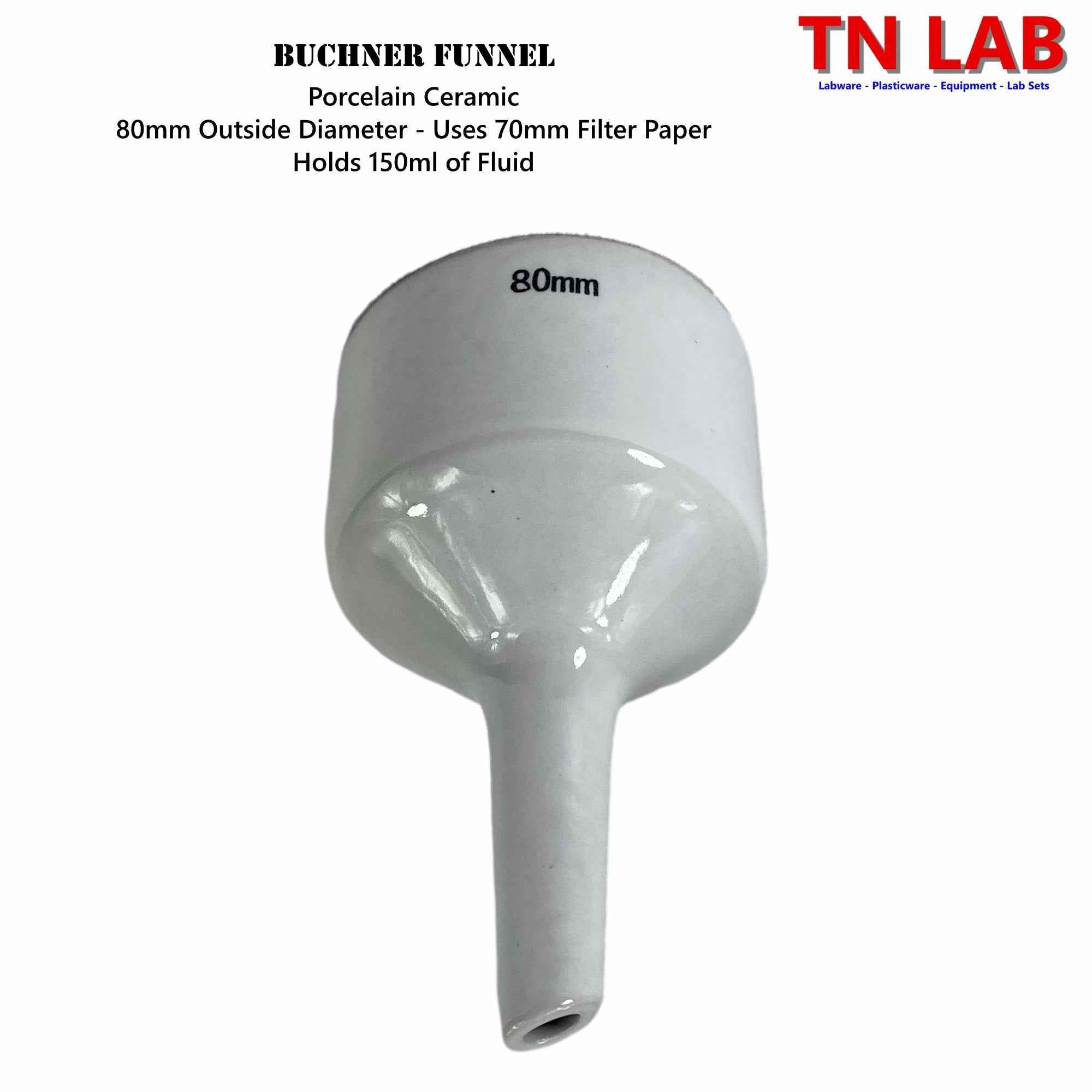 Buchner Funnel Kit Filter Flask SET 080mm Funnel and 500ml Vacuum Flask - TN LAB Supply