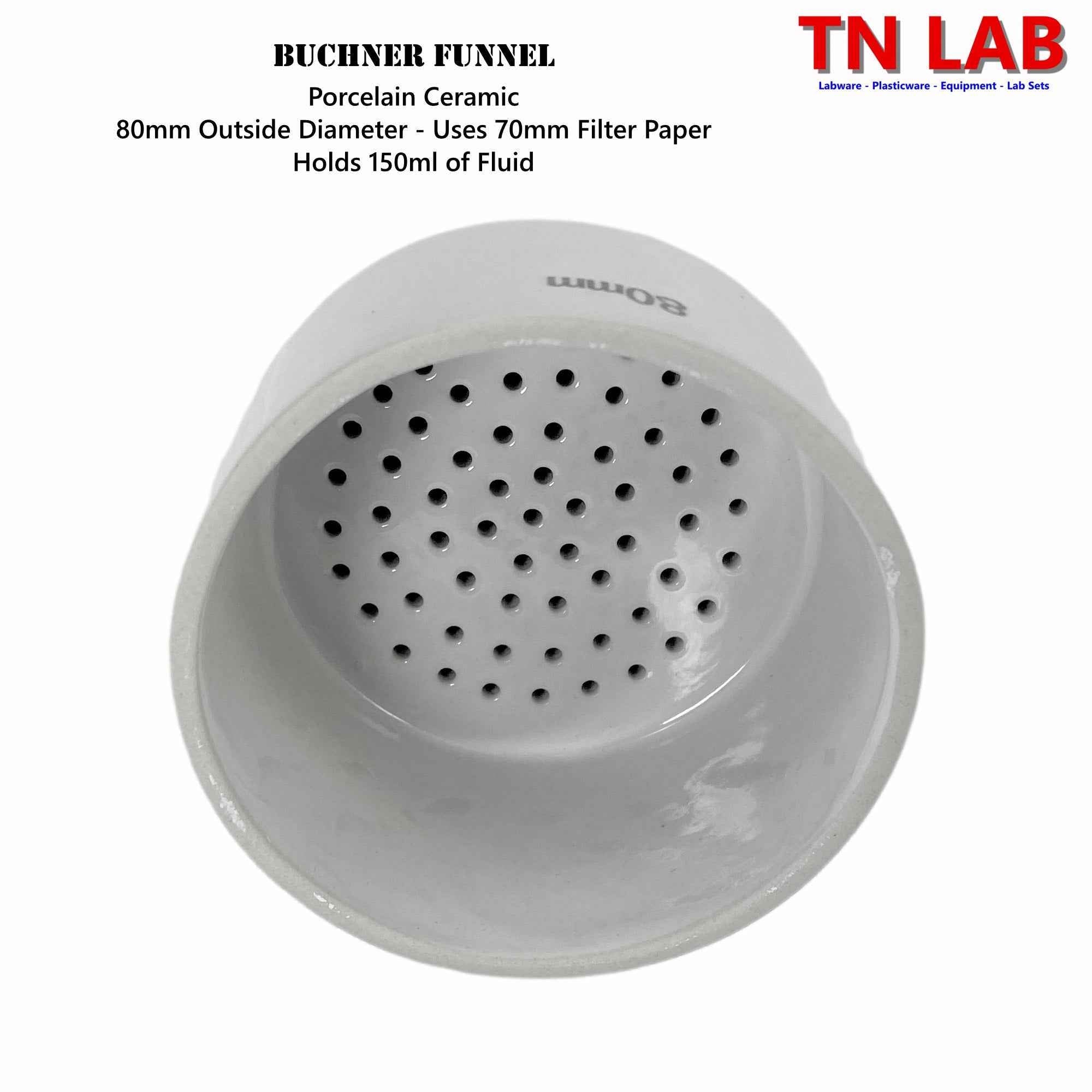 Buchner Funnel Kit Filter Flask SET 080mm Funnel and 500ml Vacuum Flask - TN LAB Supply