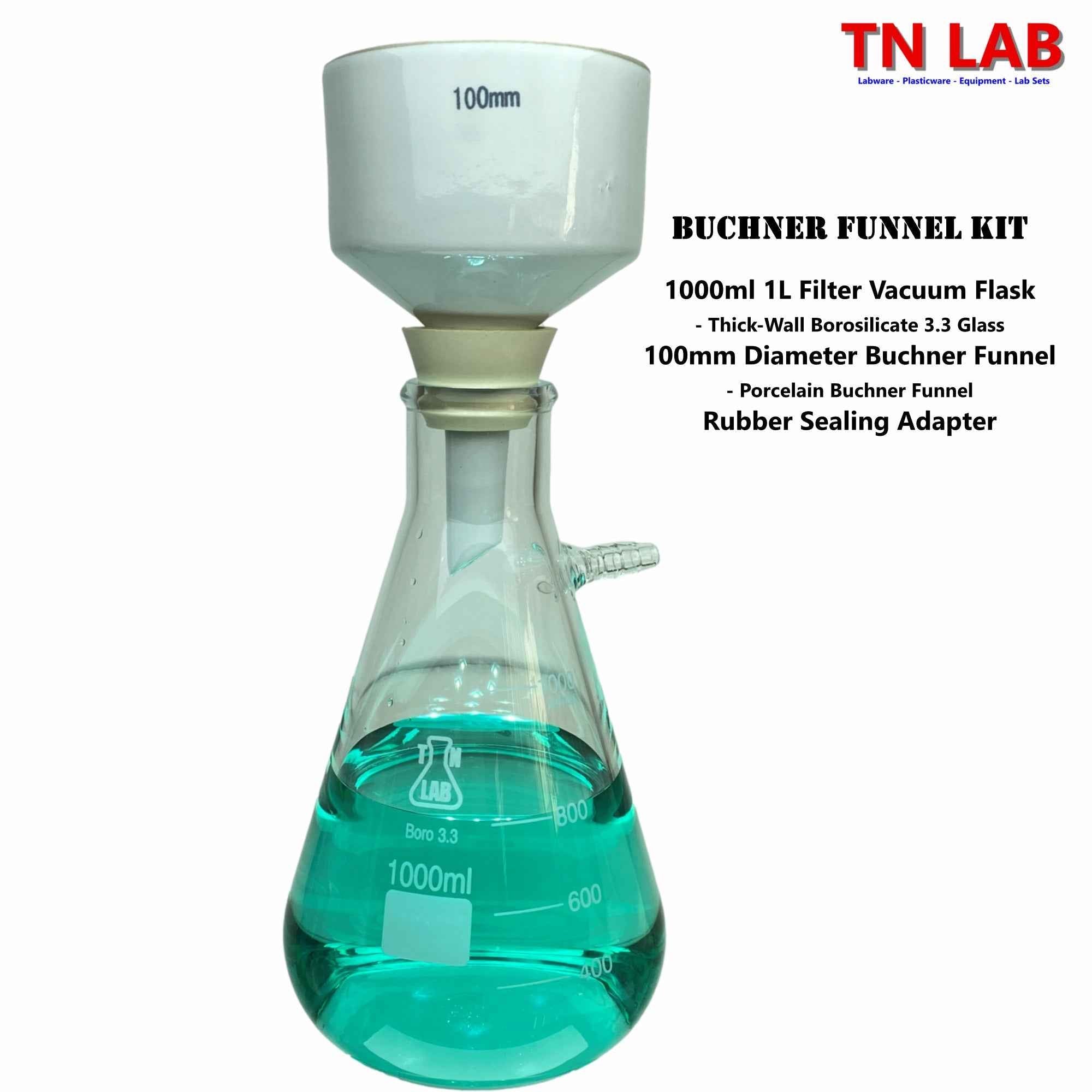 Buchner Funnel Kit Filter Flask SET 100mm Funnel and 1000ml 1L Vacuum Flask - TN LAB Supply