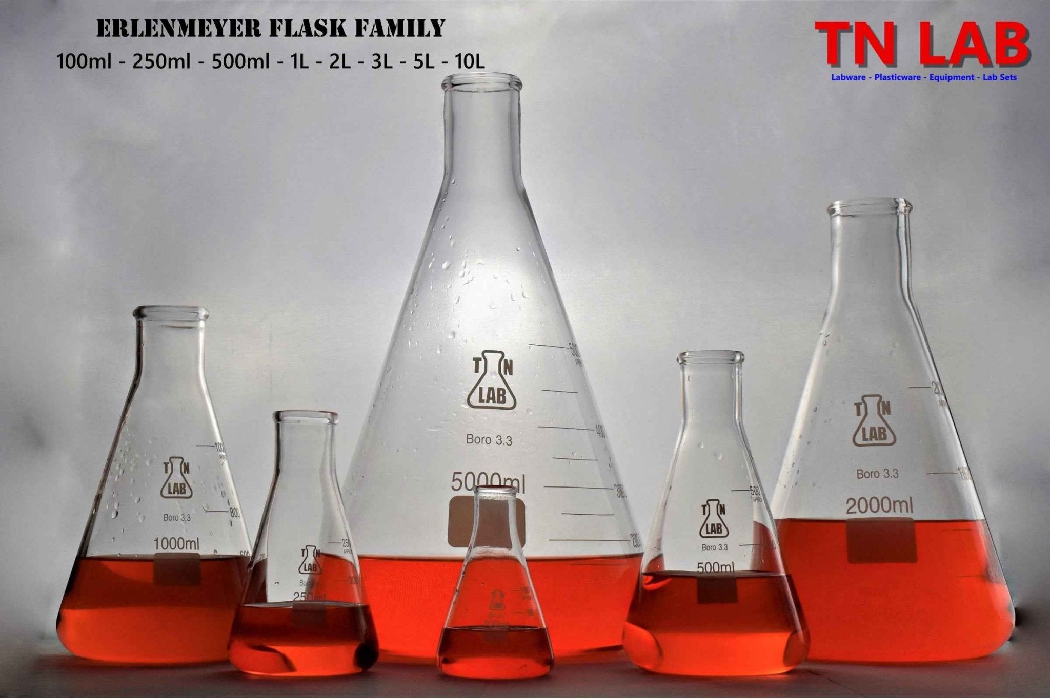 Erlenmeyer Conical Flask Family - TN LAB Supply