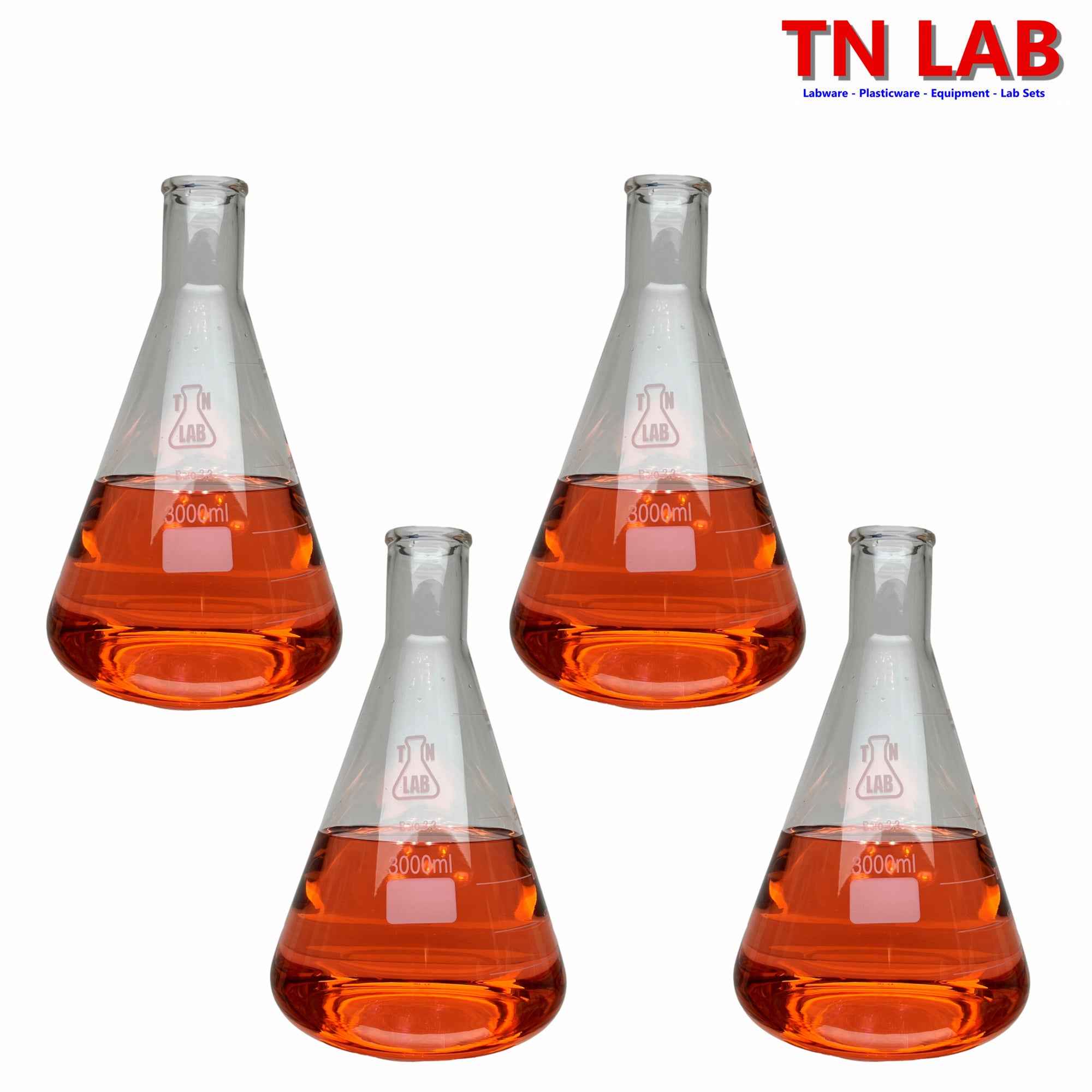 Erlenmeyer Flask Borosilicate Glass Conical Flask 3000ml 3L - TN LAB Supply