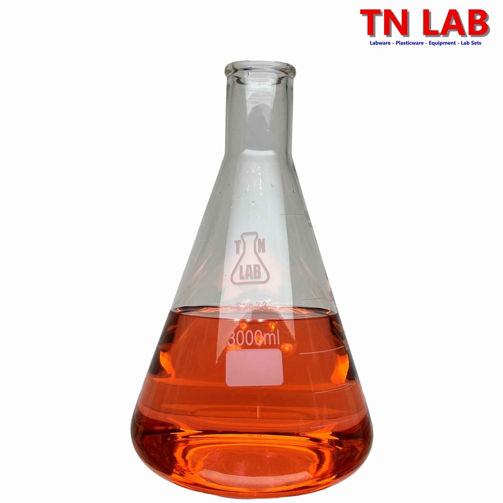 Erlenmeyer Flask Borosilicate Glass Conical Flask 3000ml 3L - TN LAB Supply