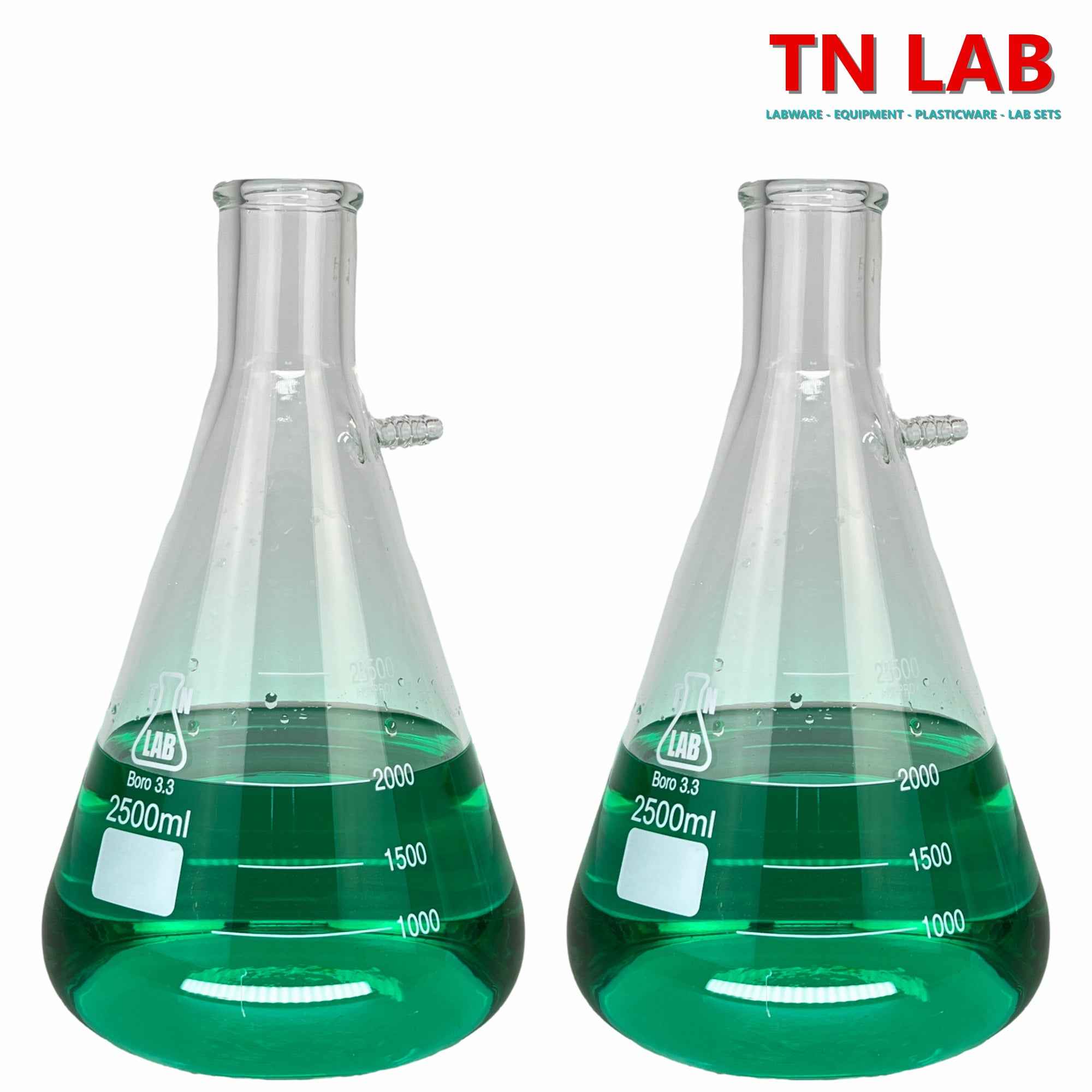 Filter Flask Borosilicate Glass Buchner Vacuum Flask Side Arm 2500ml 2.5L - TN LAB Supply