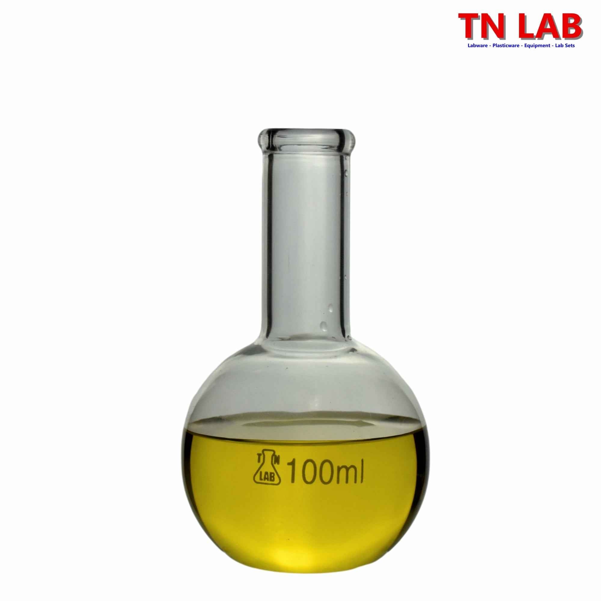 Flat Bottom Boiling Flask Florence Flask Borosilicate Glass 100ml 3 - Pack & 6 - Pack - TN LAB Supply