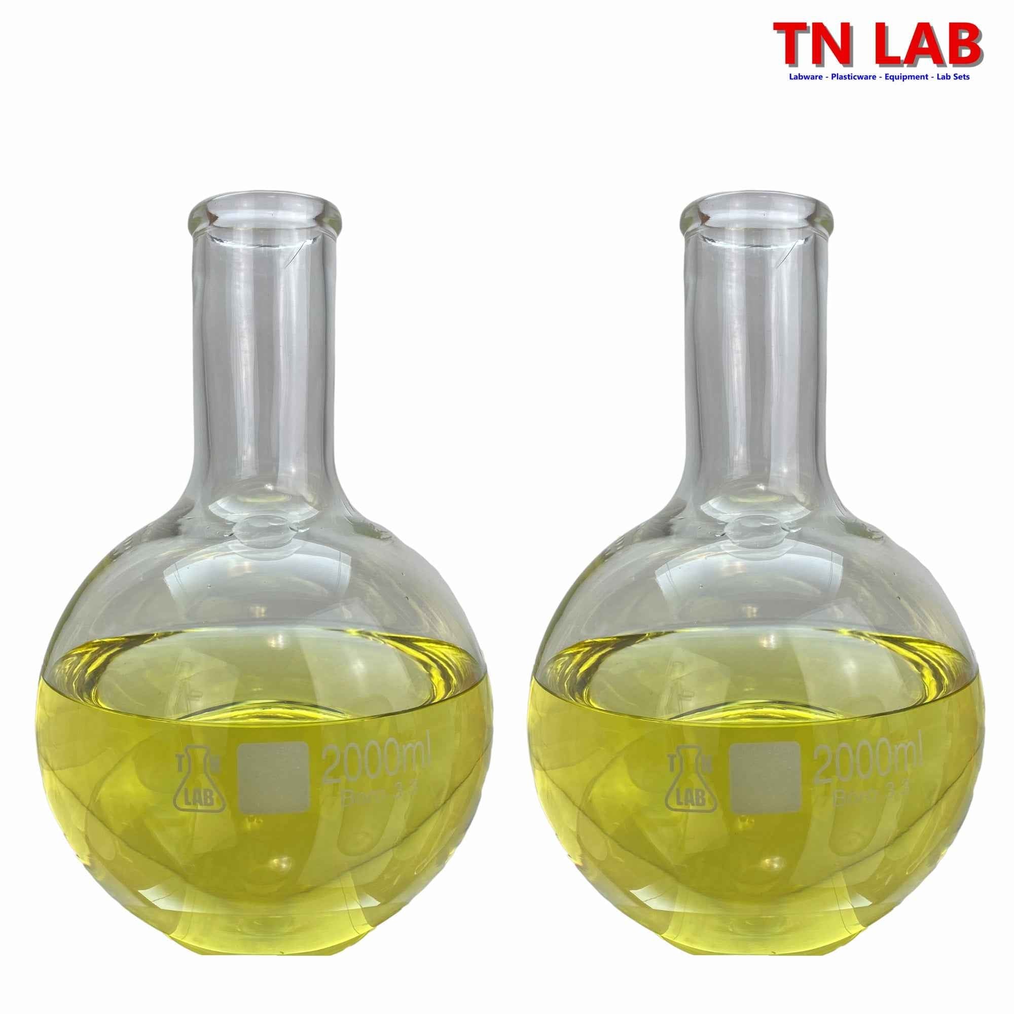Flat Bottom Boiling Flask Florence Flask Borosilicate Glass 2000ml 2L - TN LAB Supply