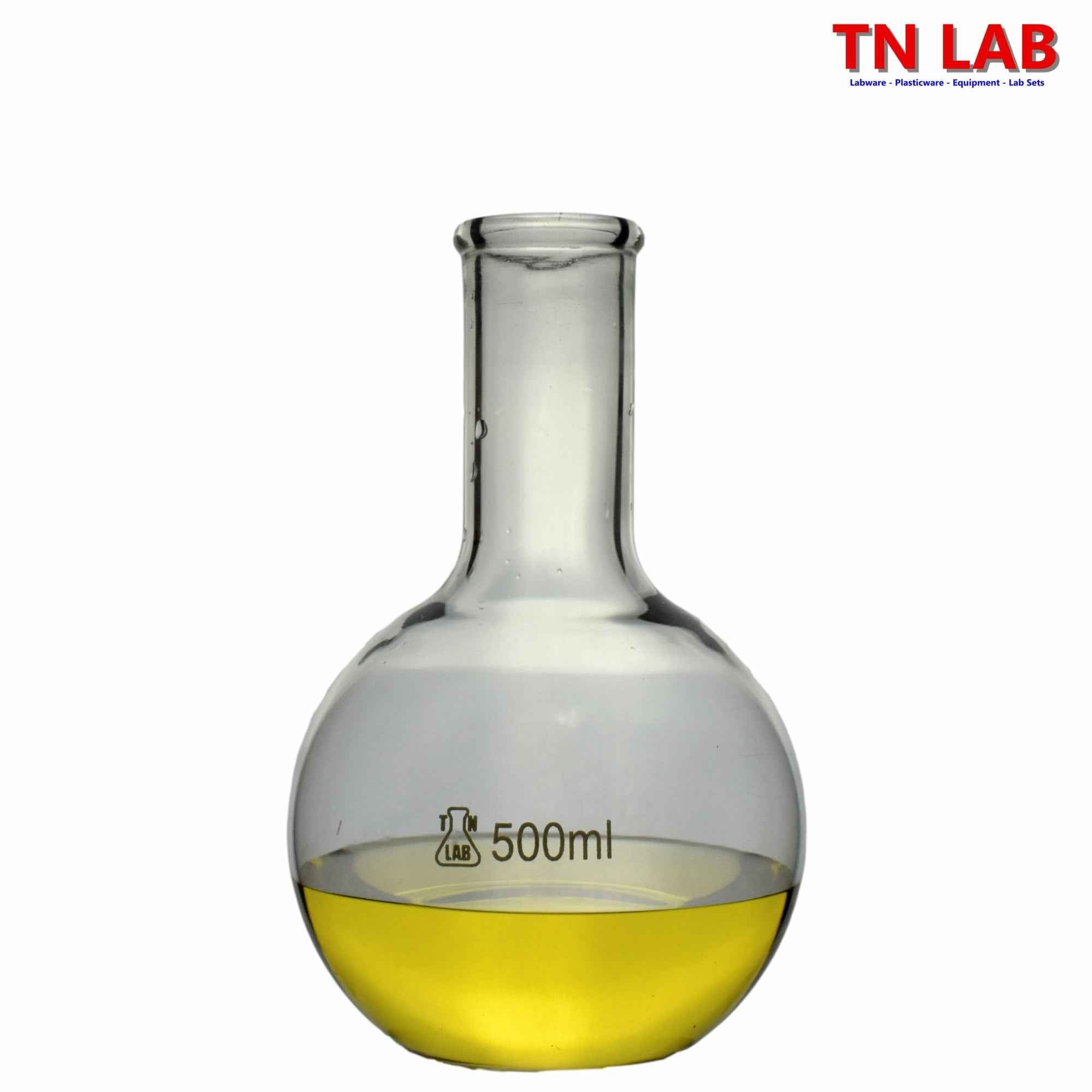 Flat Bottom Boiling Flask Florence Flask Borosilicate Glass 500ml - TN LAB Supply