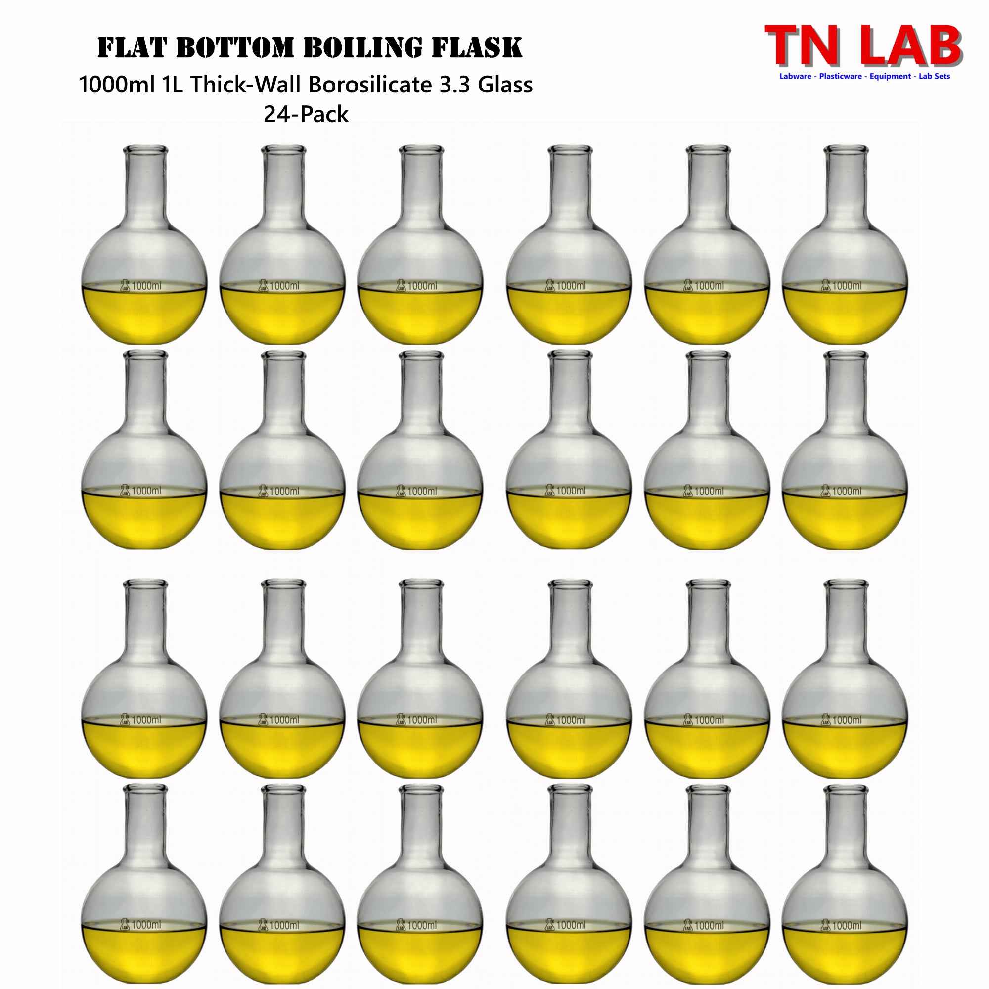 Flat Bottom Boiling Florence Flask Family - TN LAB Supply