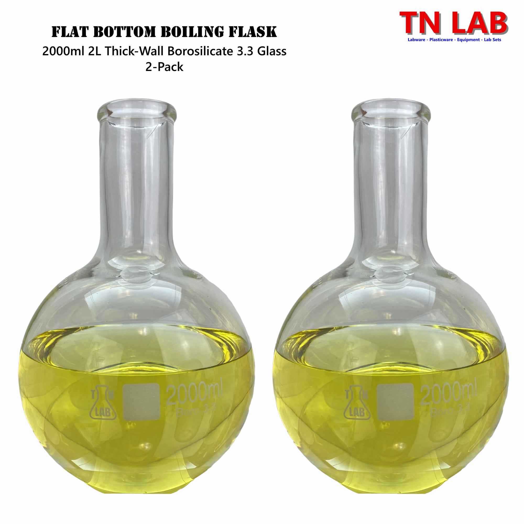 Flat Bottom Boiling Florence Flask Family - TN LAB Supply